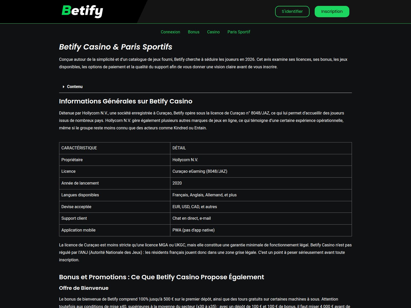 Captura de pantalla de betifycasino.club
