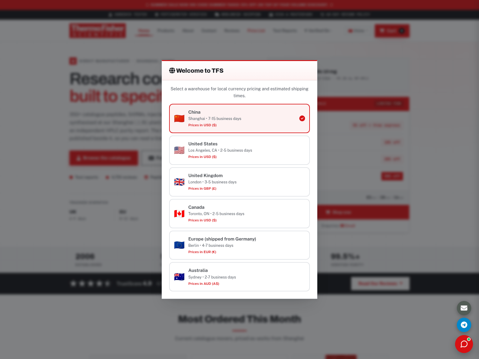 Screenshot of thermofisherpeptides.com