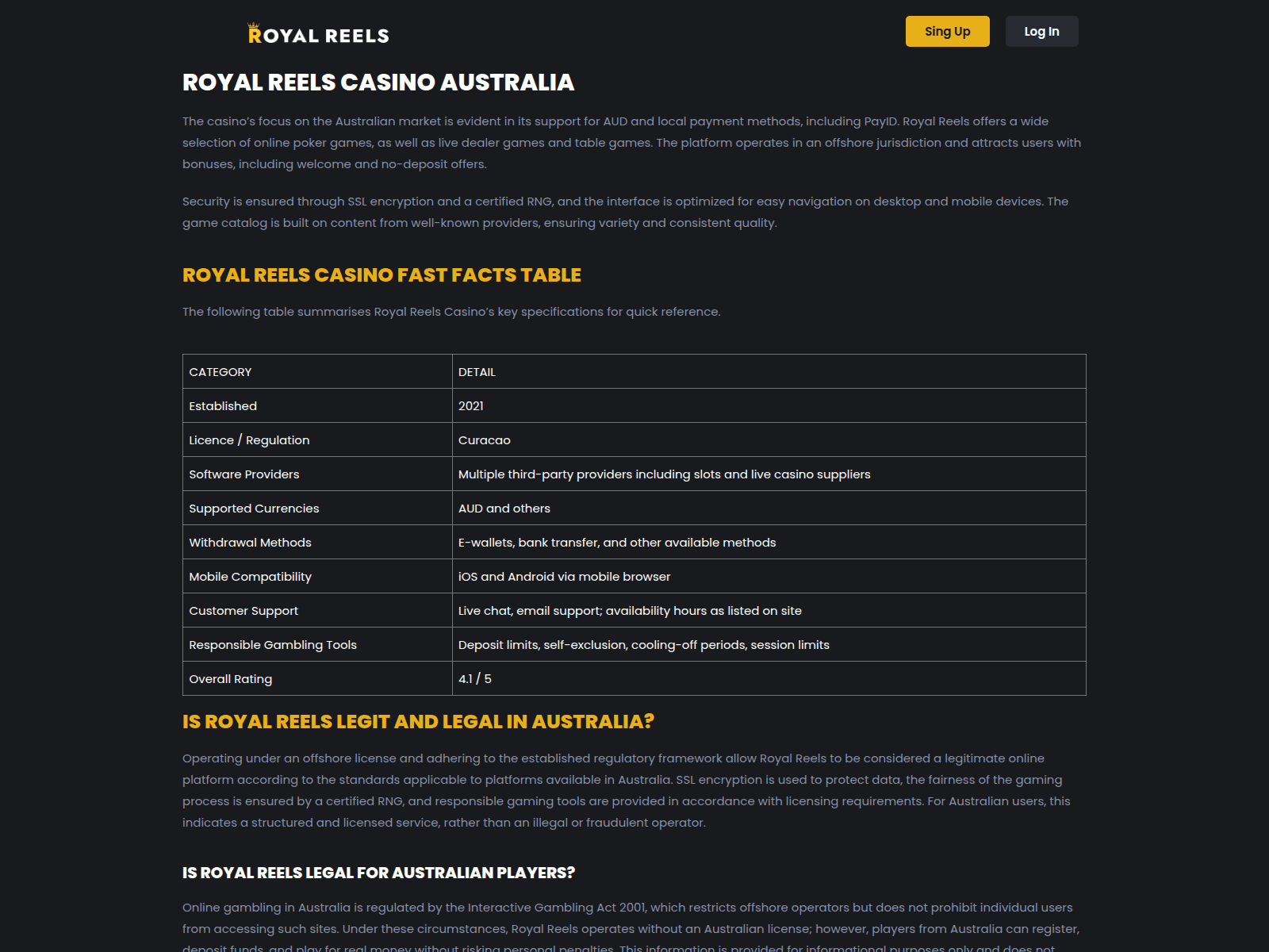 Screenshot of royalreels-au.website