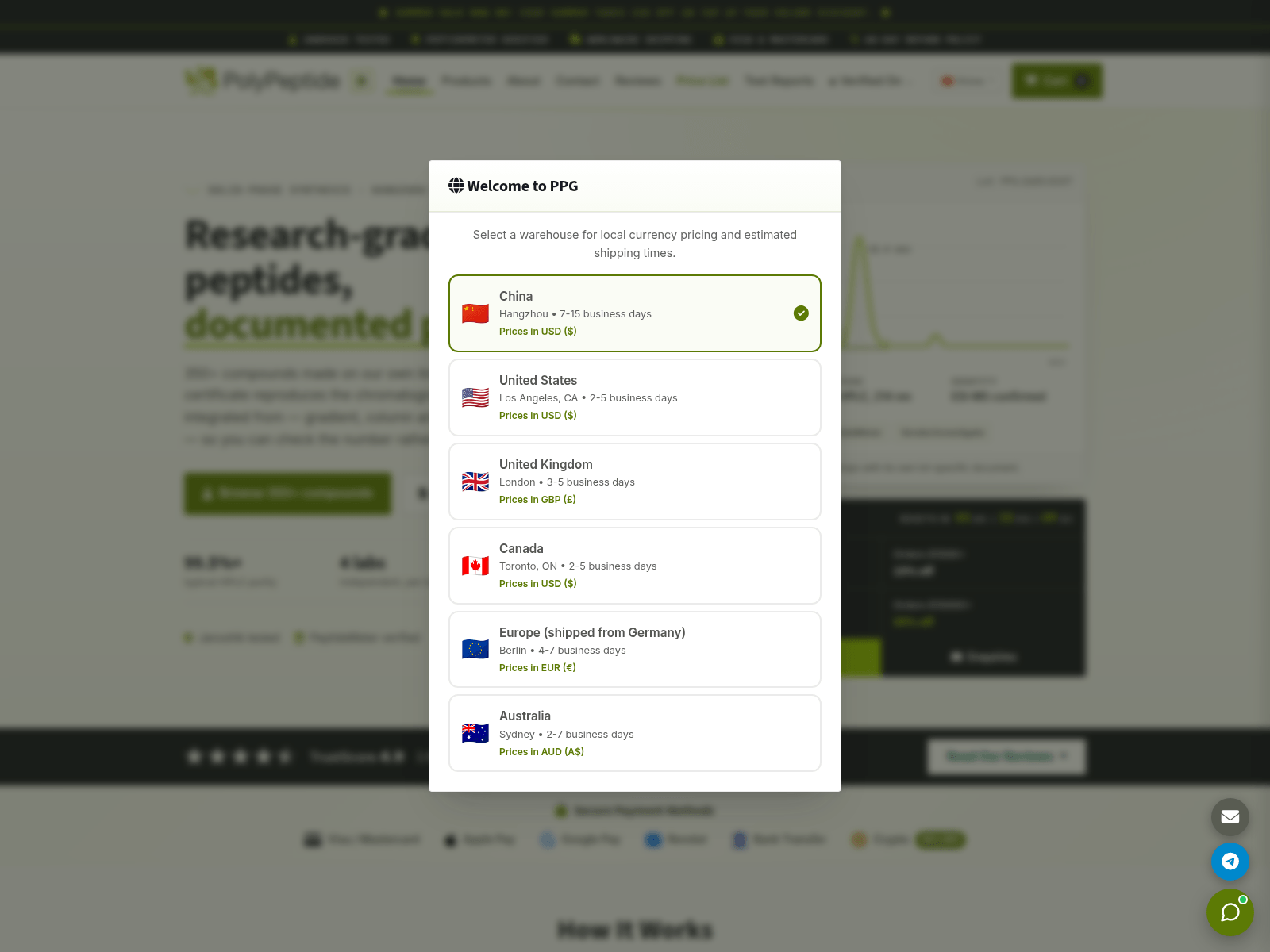 Screenshot of polypeptidegroup.net