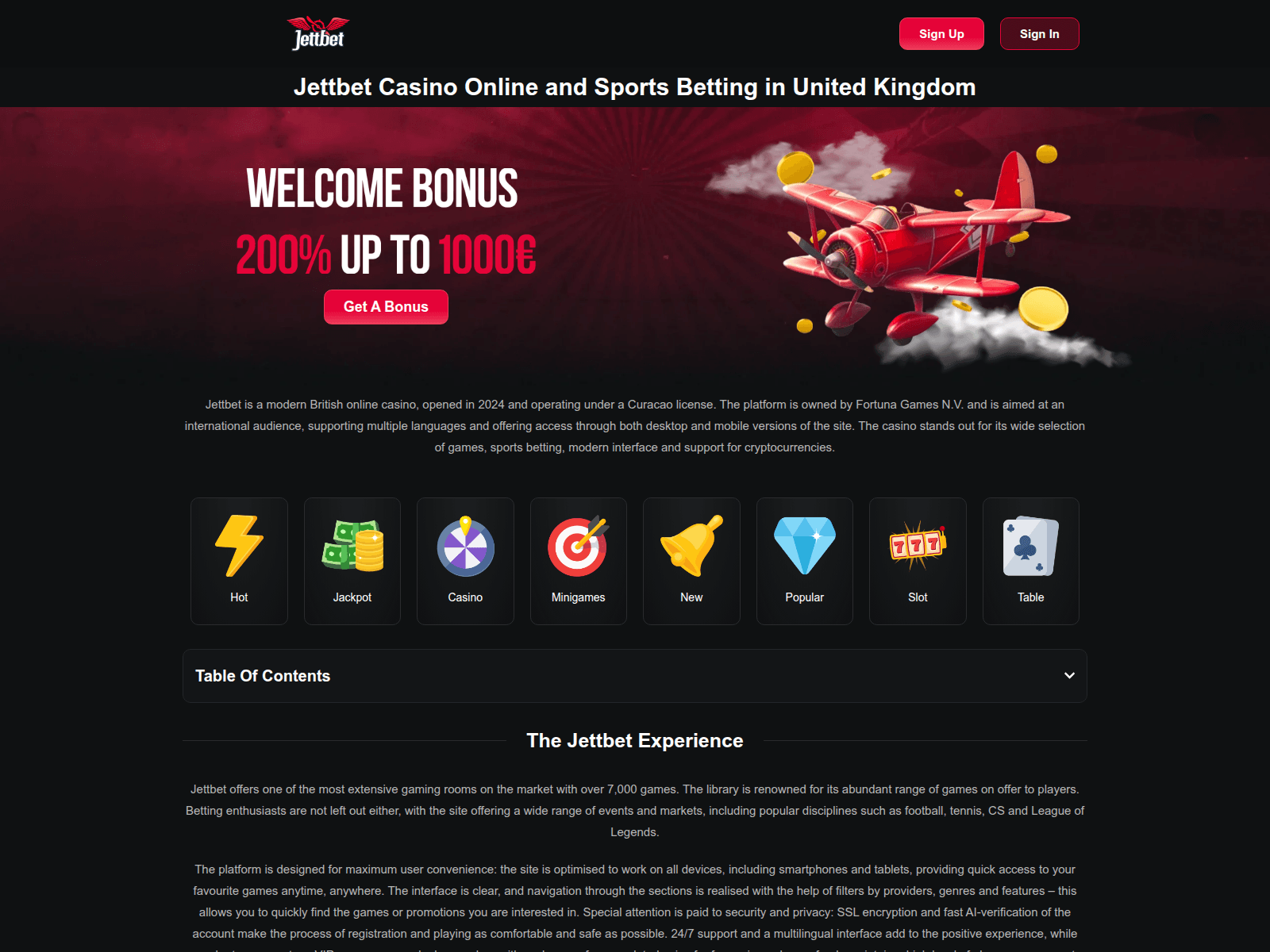 Screenshot of jettbet.website