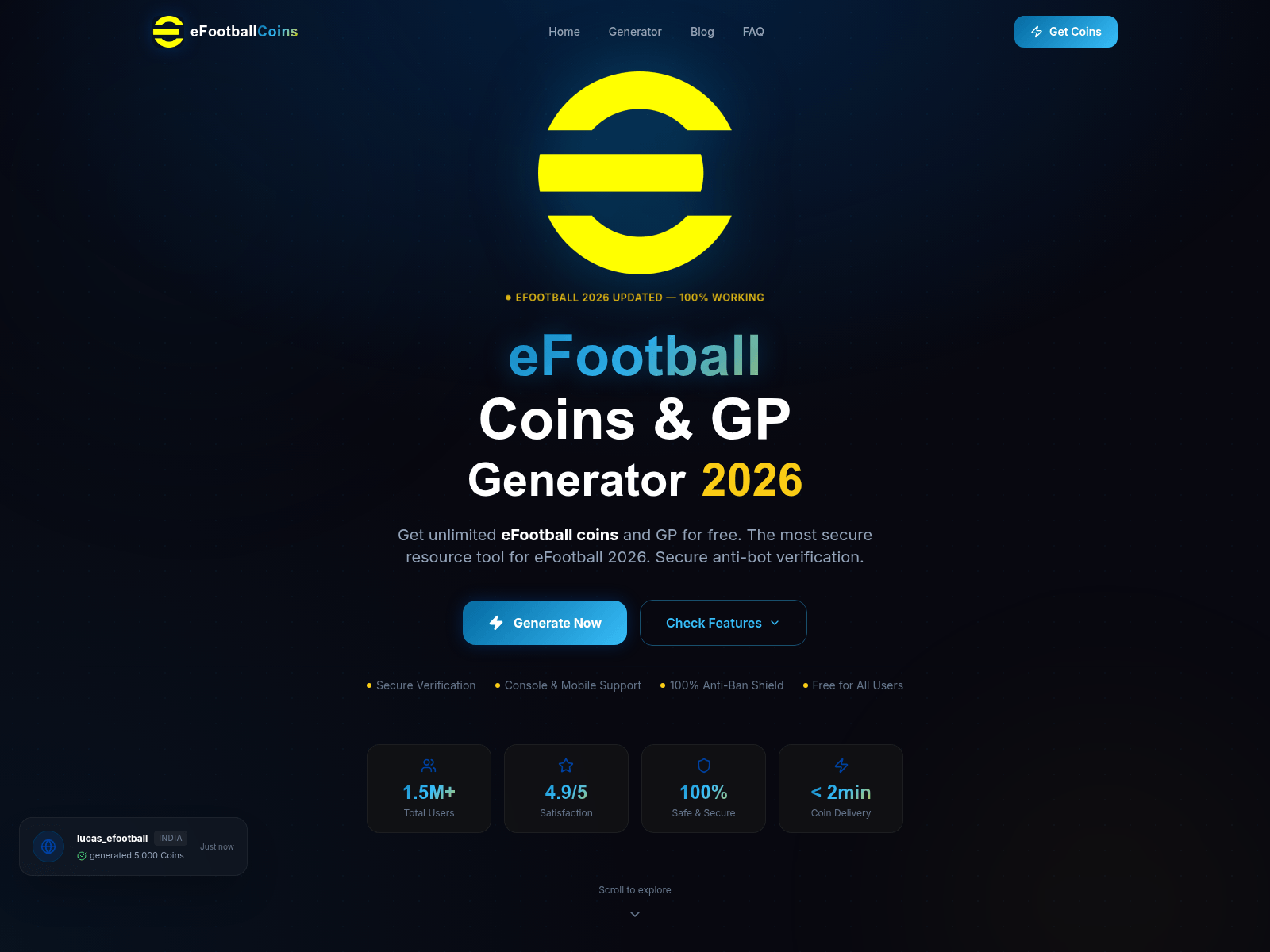 Screenshot of efootballcoins.online
