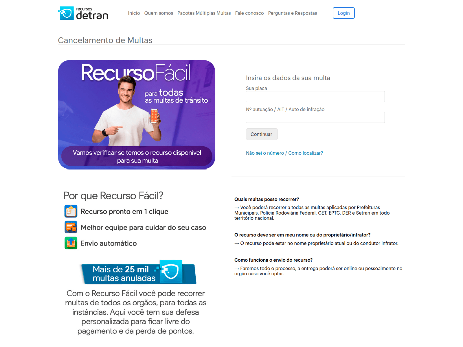 Screenshot of detranrecursos.com.br