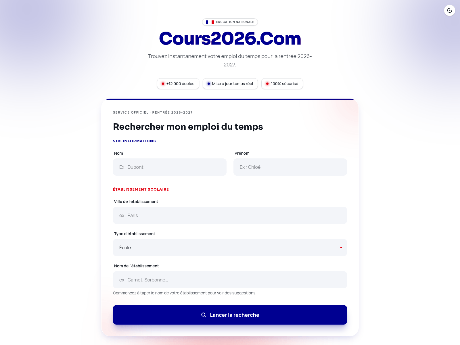 Screenshot of cours2026.com