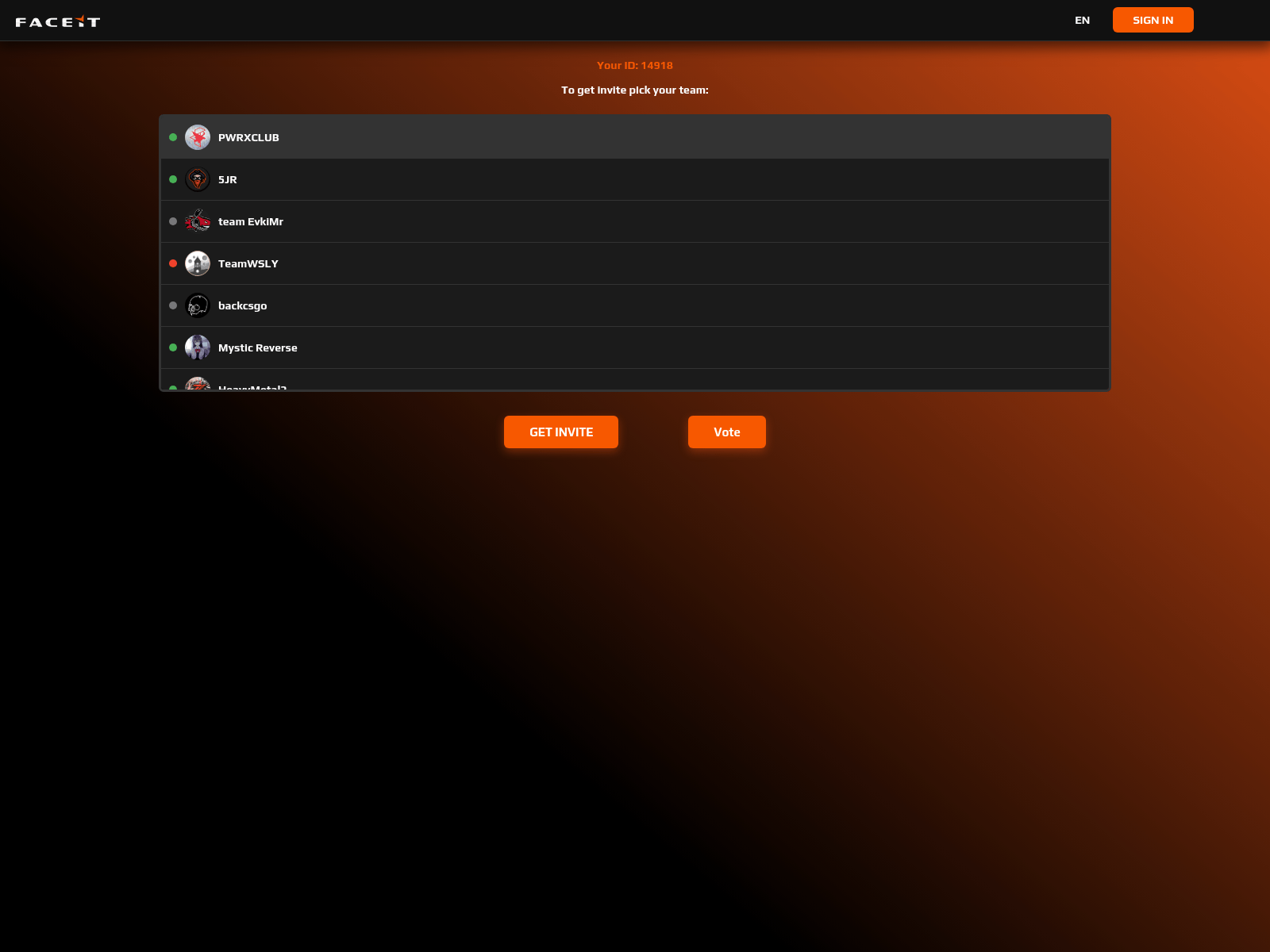 Screenshot of faceit.select-team.com