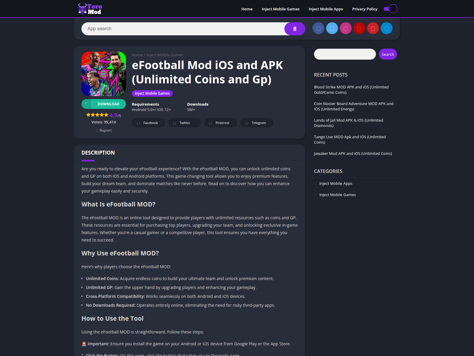 Screenshot of toromod.com