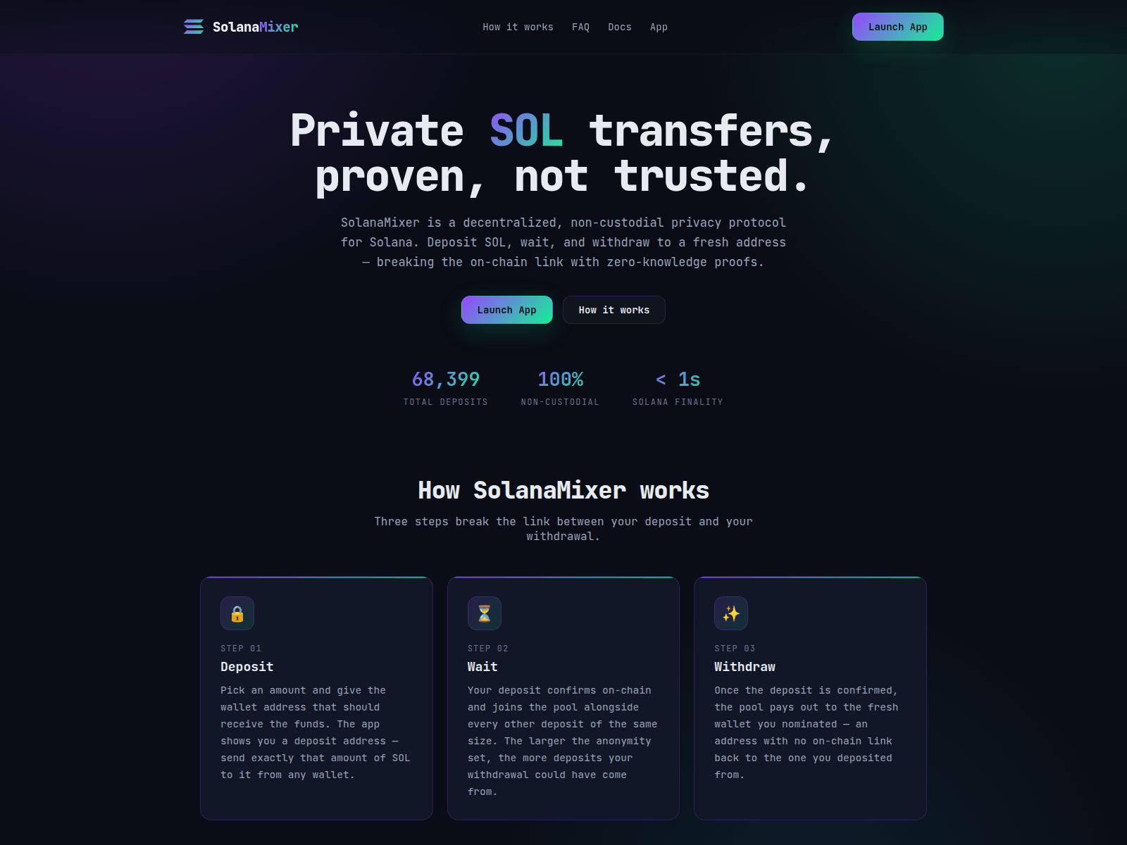 Screenshot of solanamixer.org