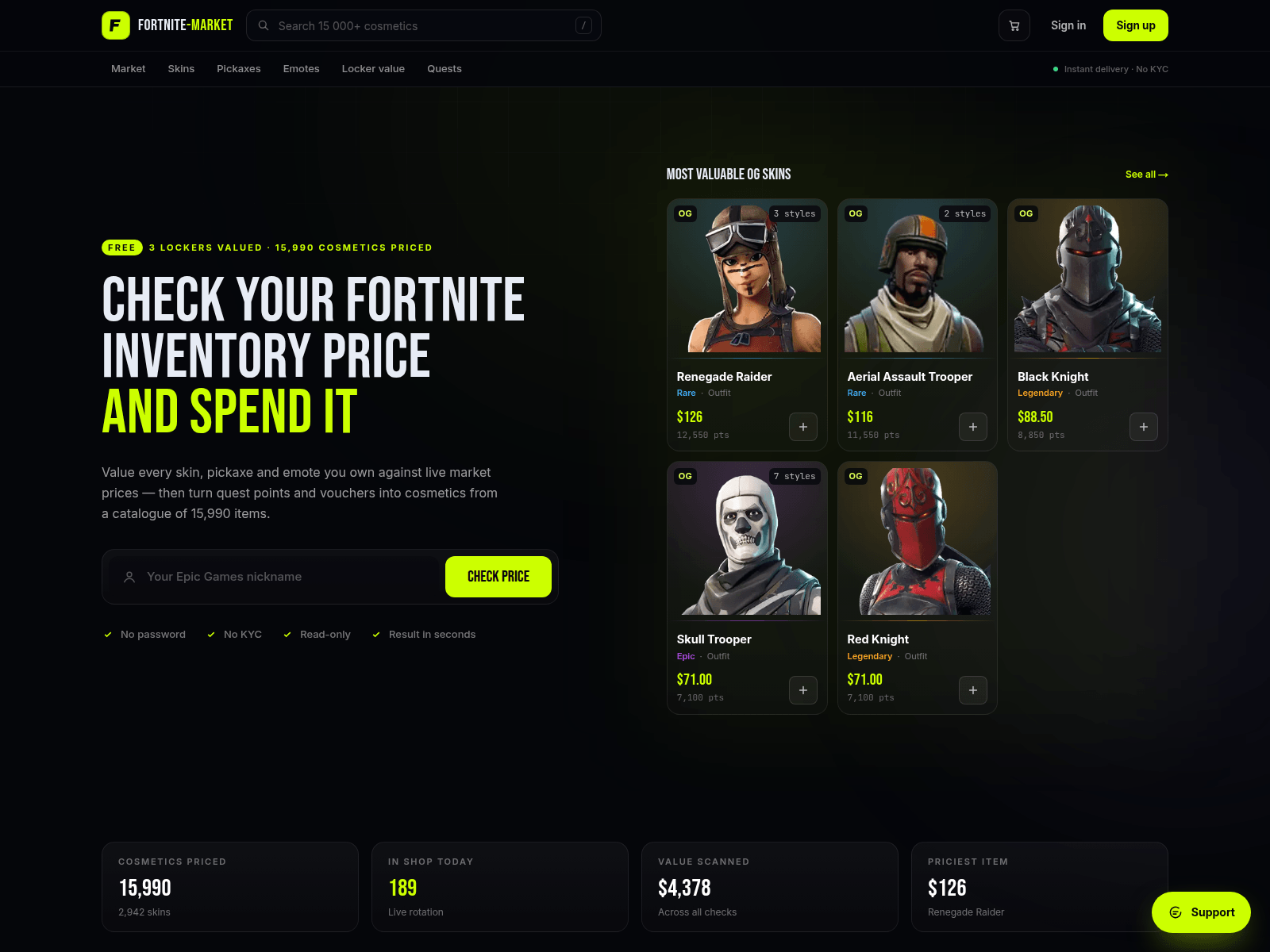 Screenshot of fortnite-market.com
