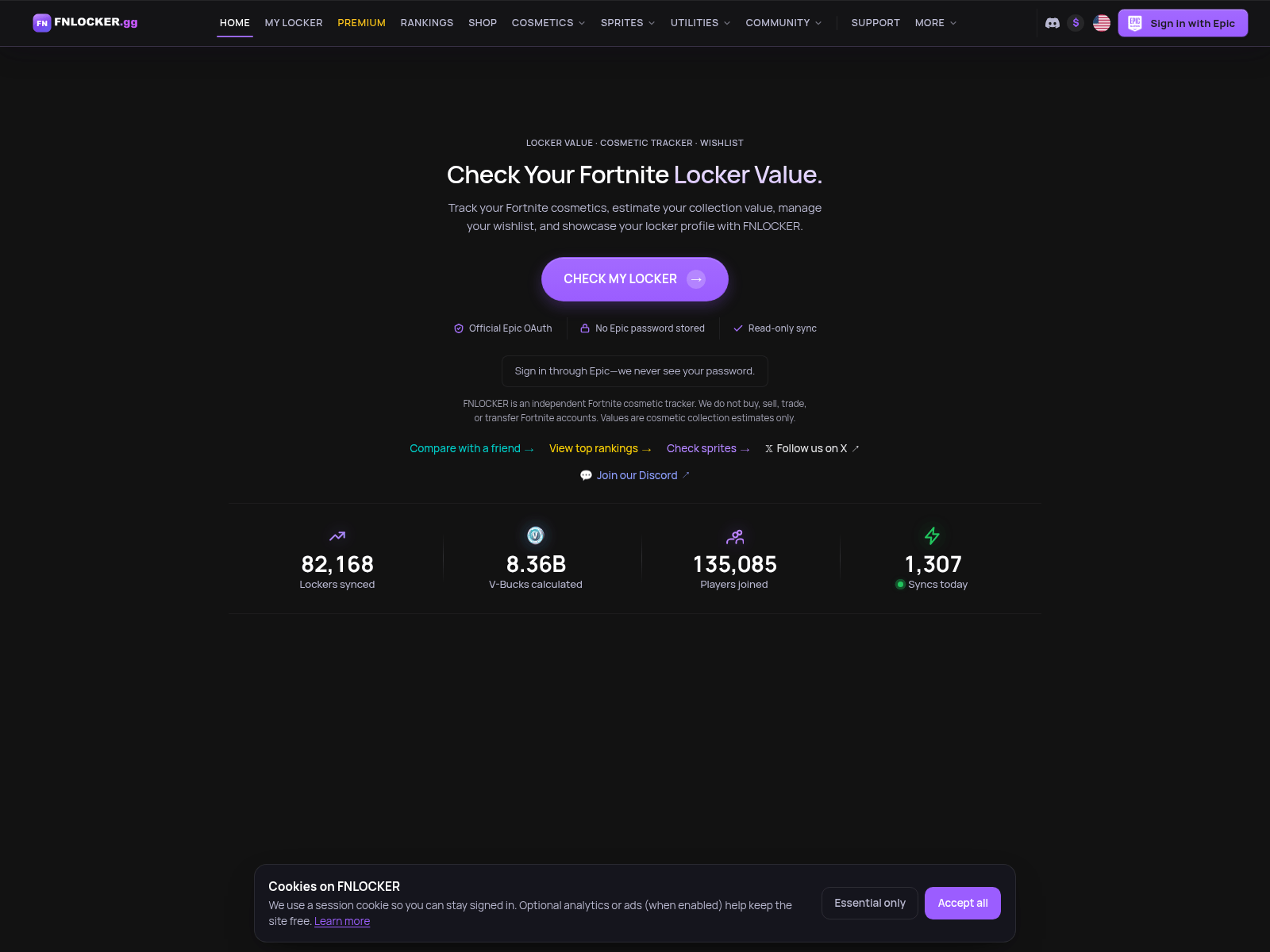 Screenshot of fnlocker.gg