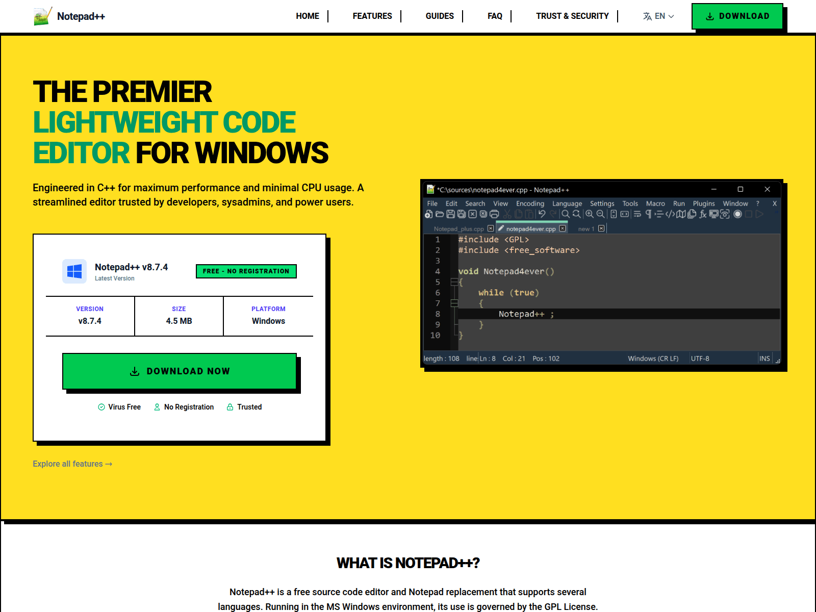 Screenshot of notepadpiusplus.org