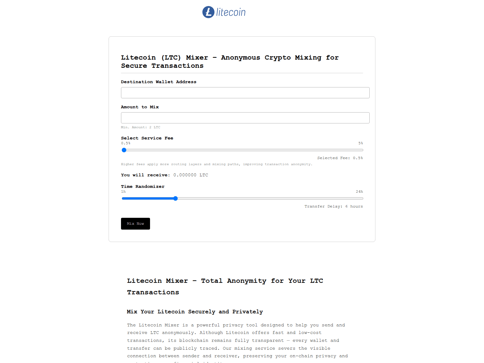 Screenshot of litecoin4mix.to