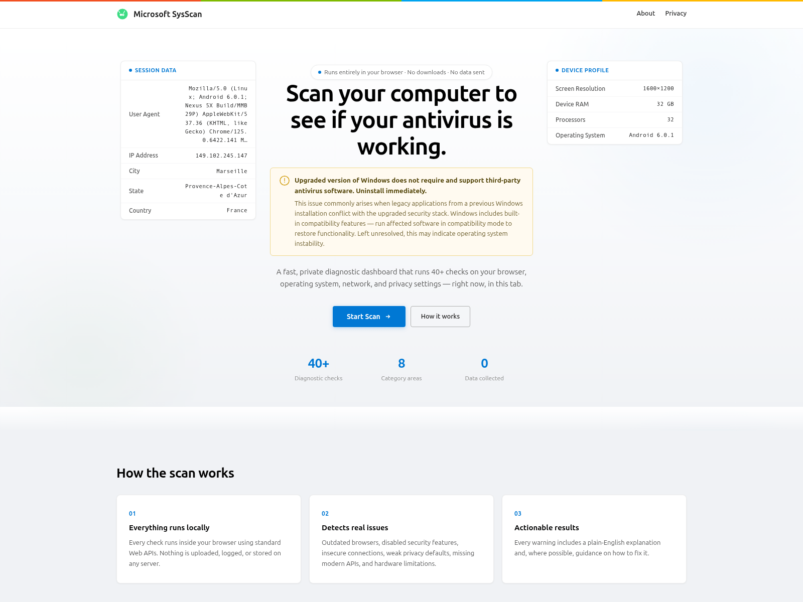 Screenshot of detectsysscanner.at