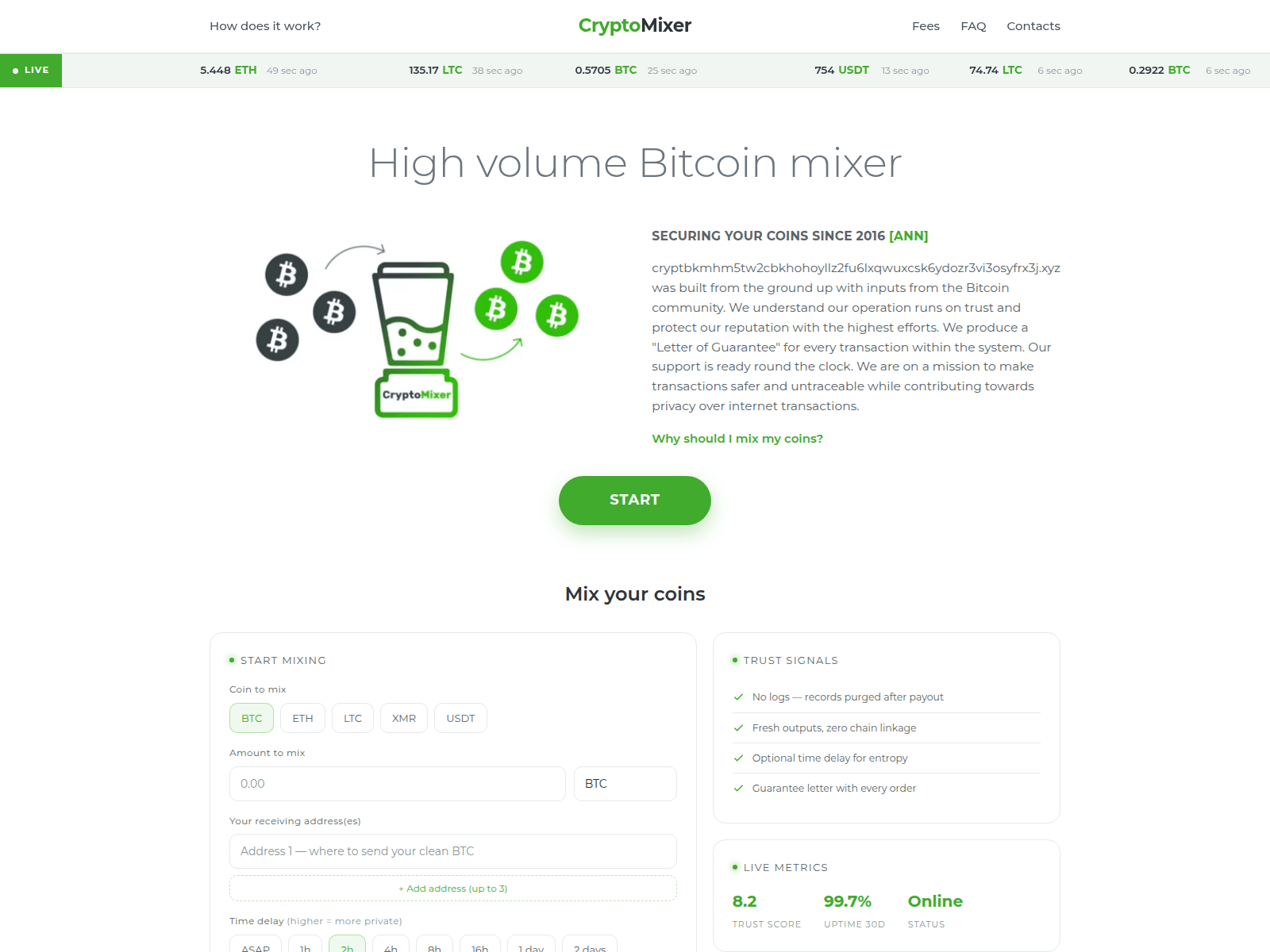 Screenshot of cryptomixermixcrypto.top