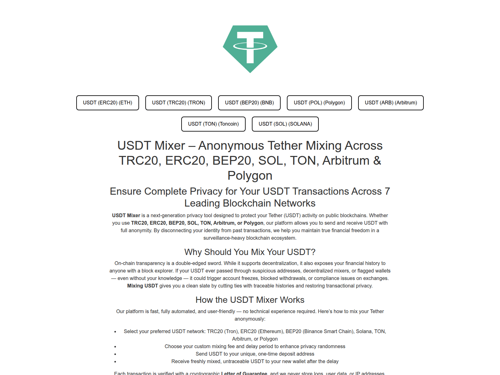 Screenshot of usdt2mix.to