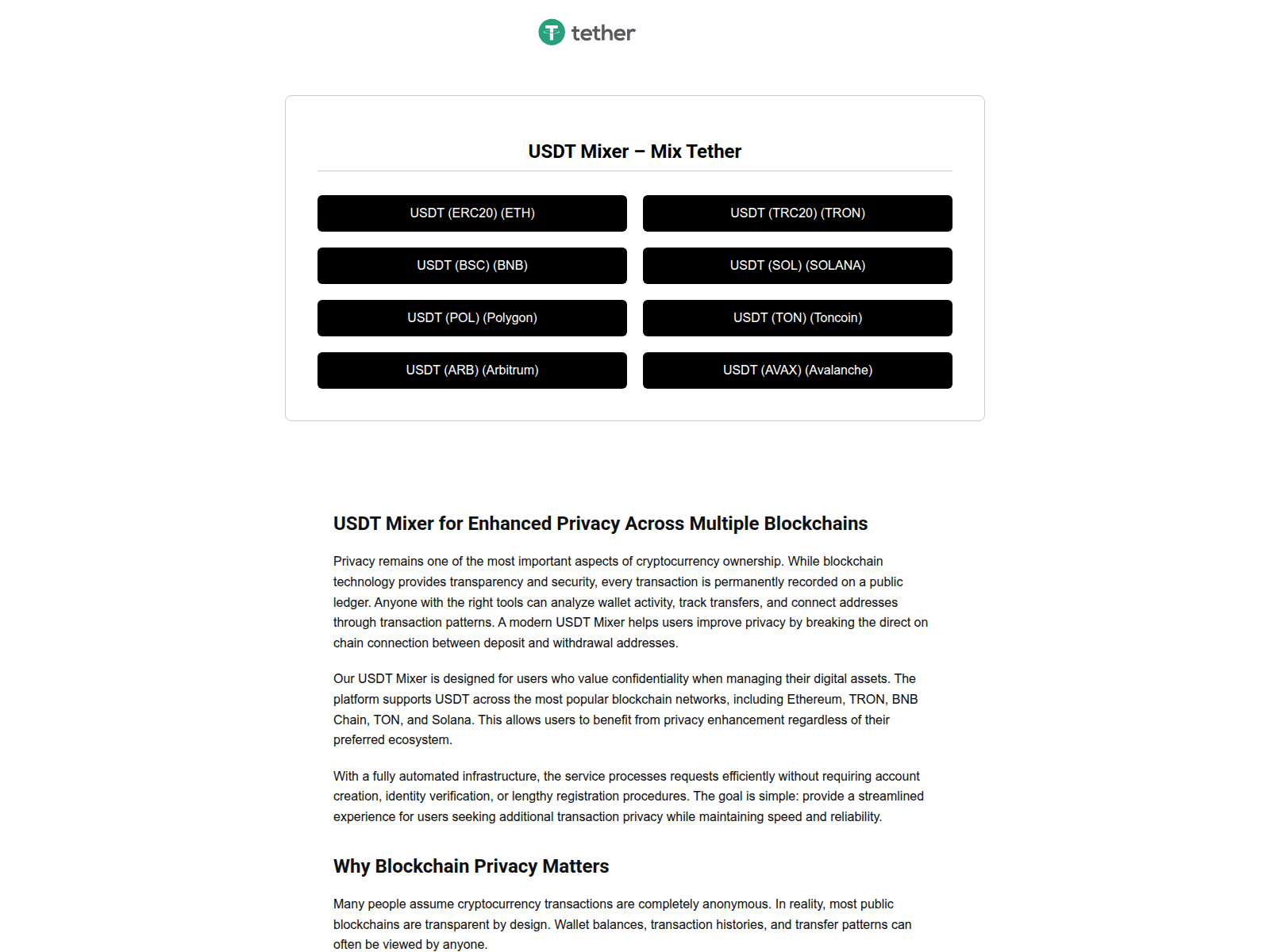 Screenshot of mixerusdt.to