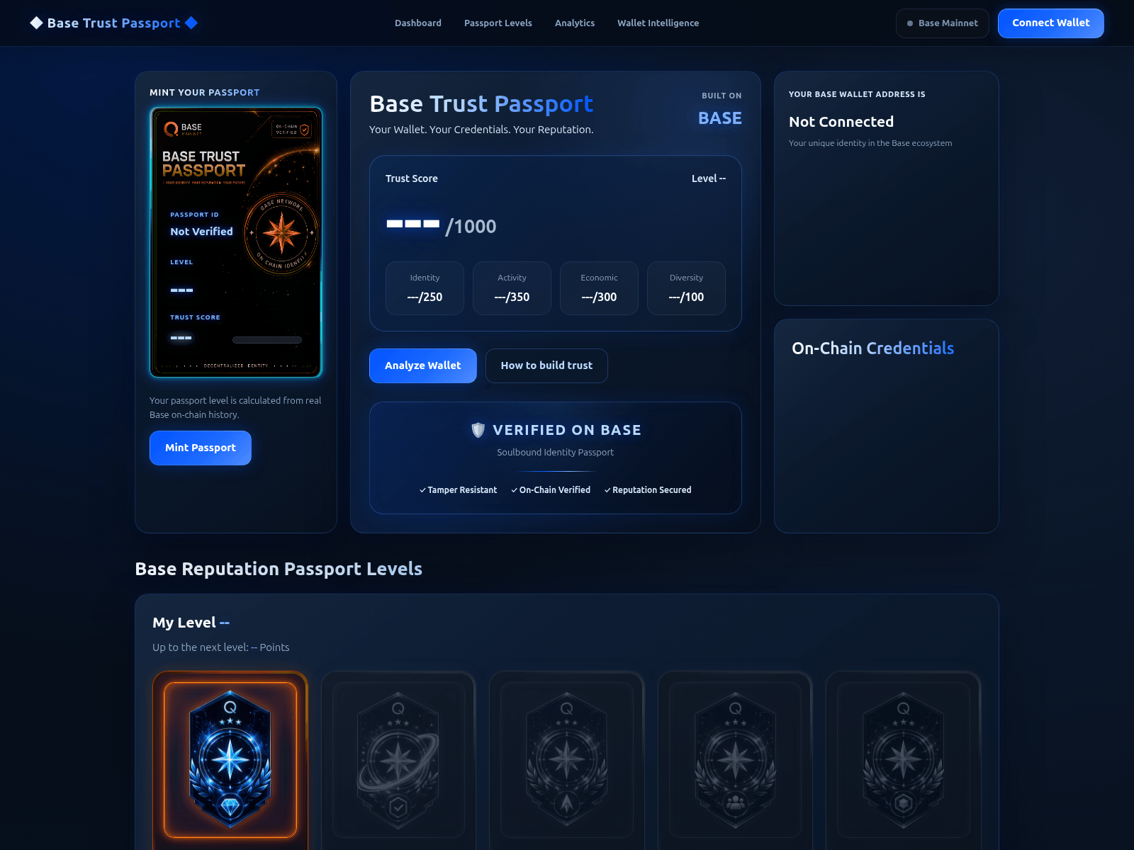 Screenshot of evmtrustpassport.xyz