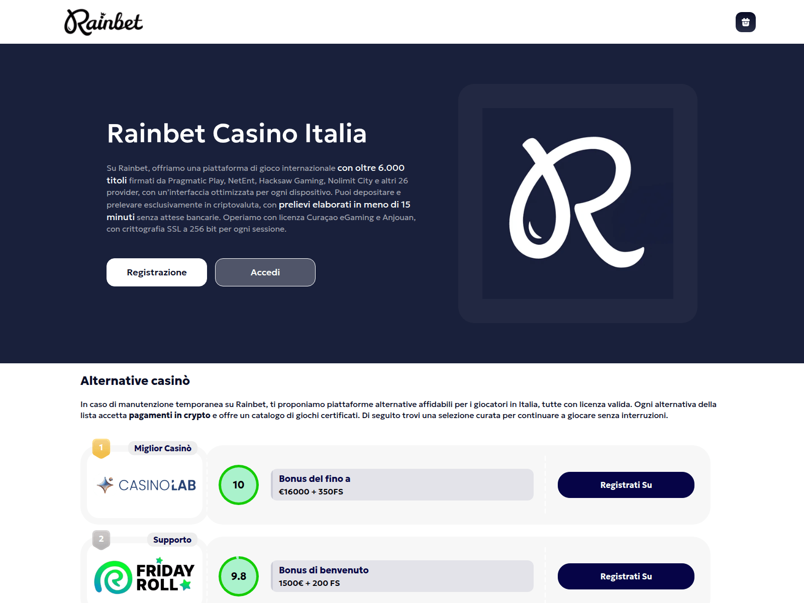 Screenshot of rainbet-italia.it