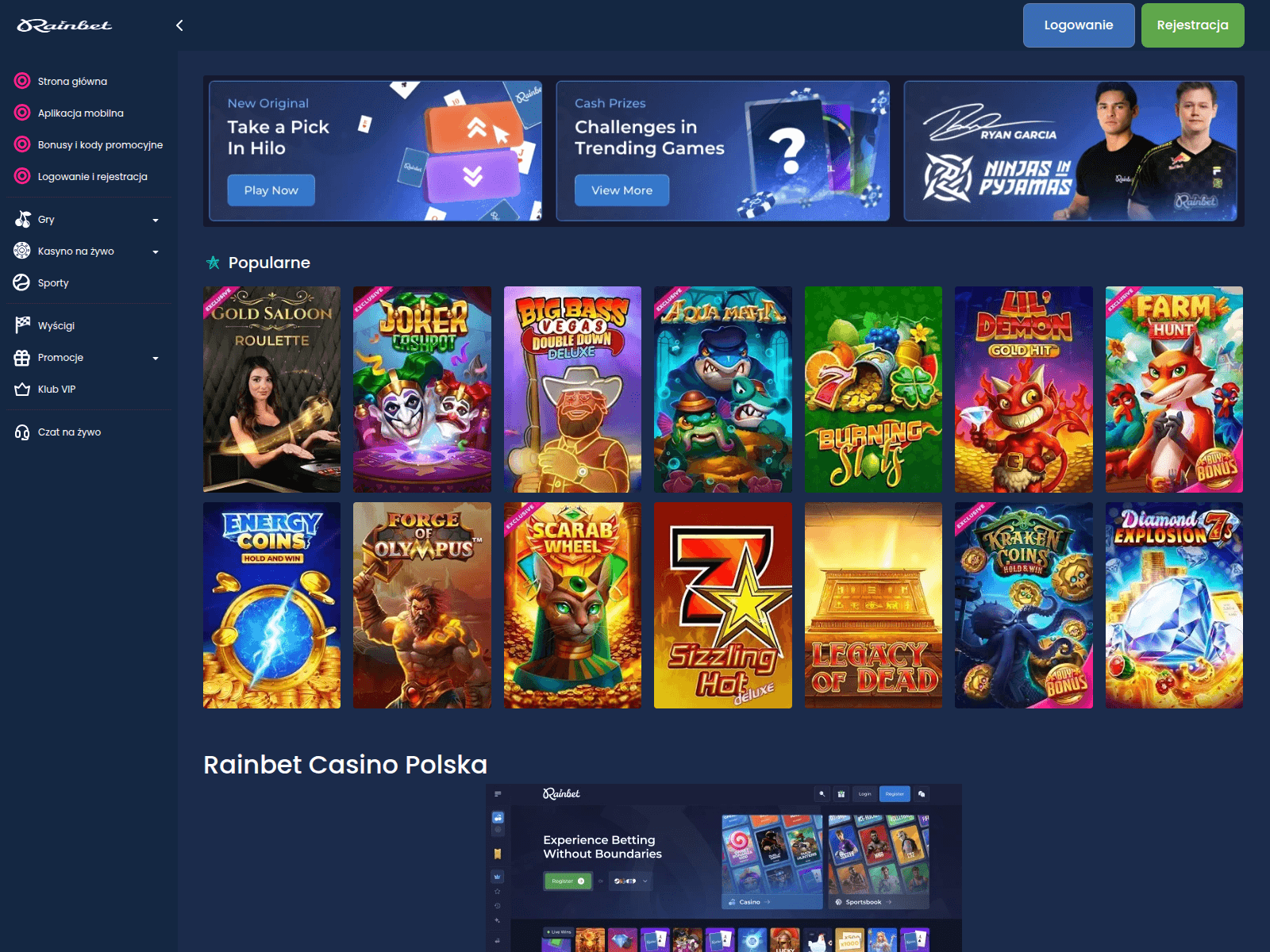 Screenshot of rainbet.pl