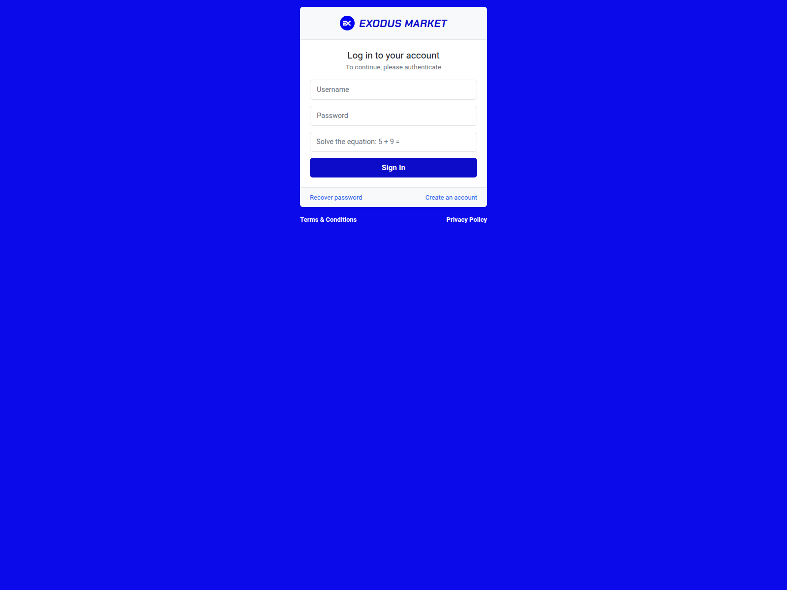 Screenshot of exodusmarket.online