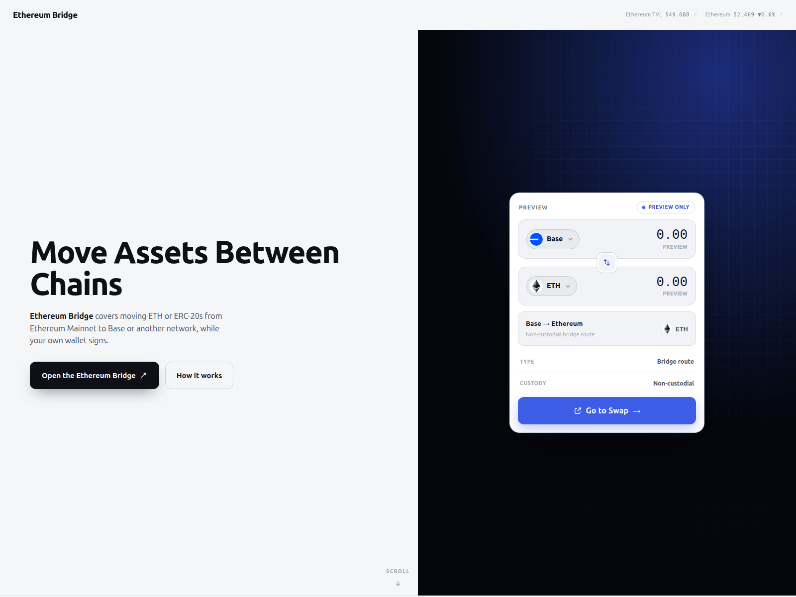 Screenshot of bridge-ethereum.github.io