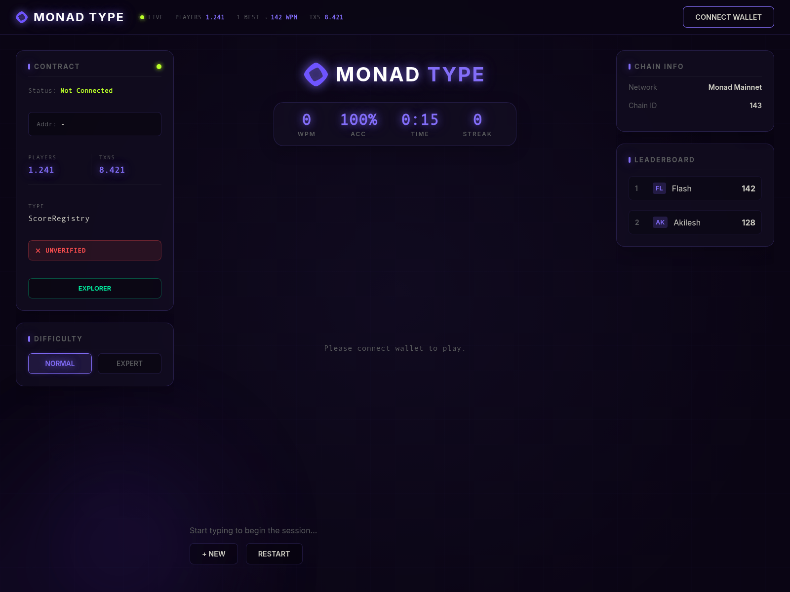 Screenshot von monad-type.vercel.app