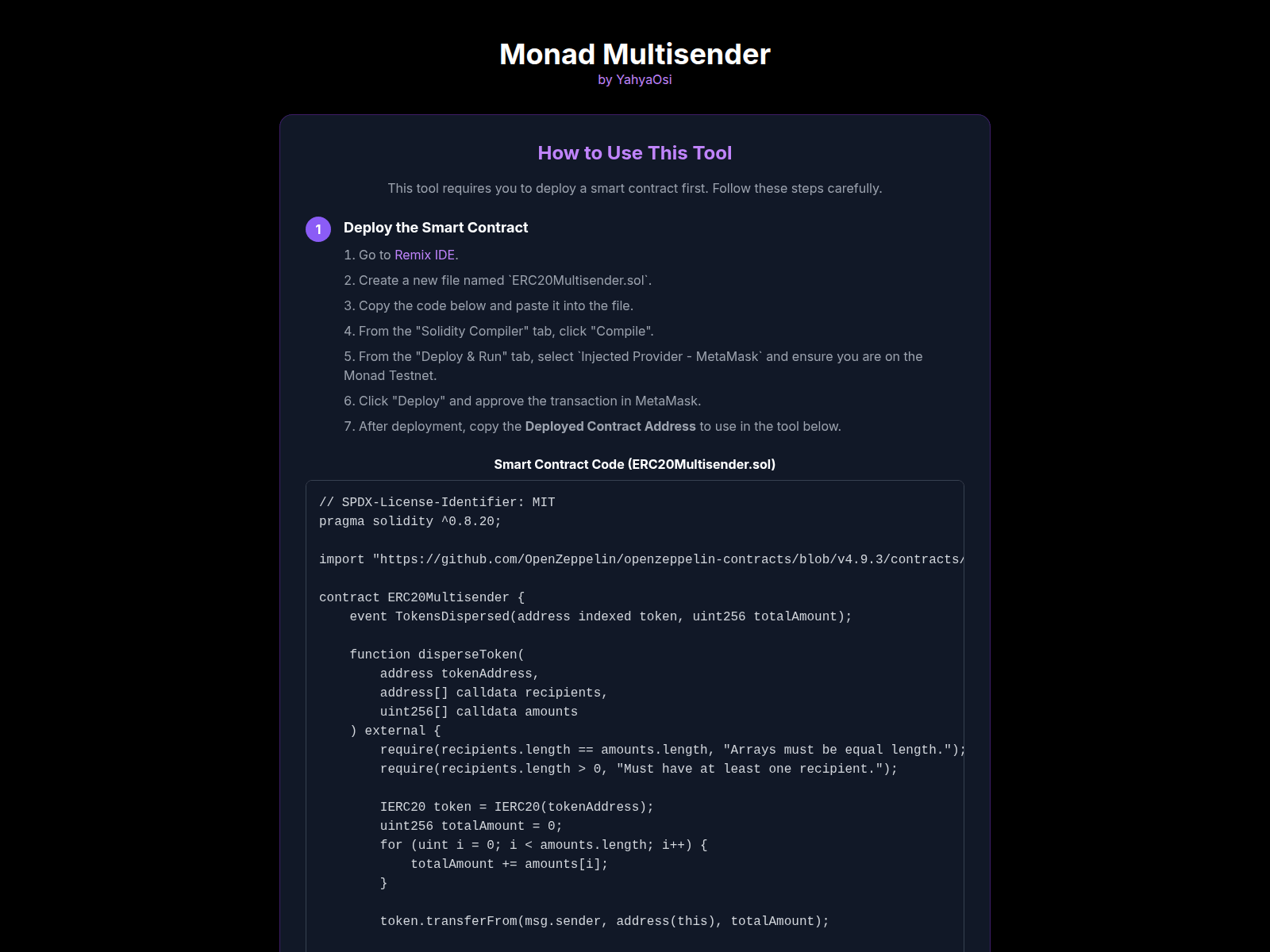 Screenshot of monad-multisender.pages.dev