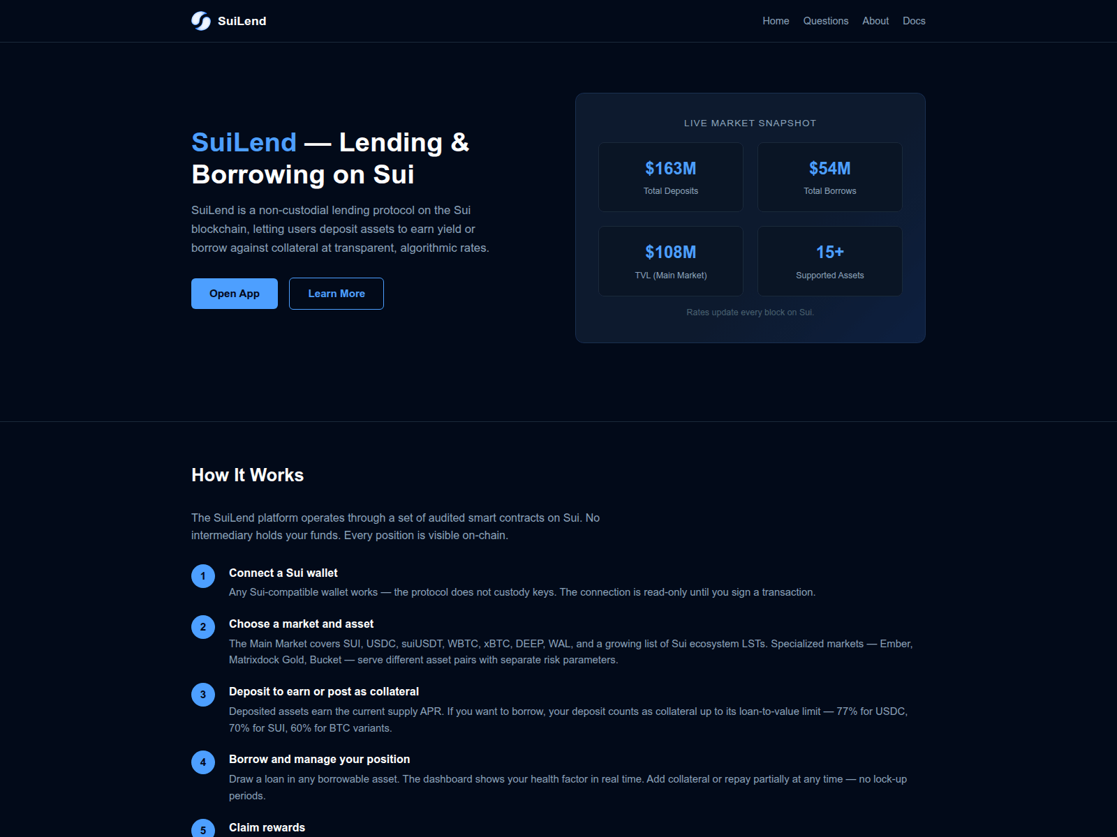 Screenshot of sui-lend.net