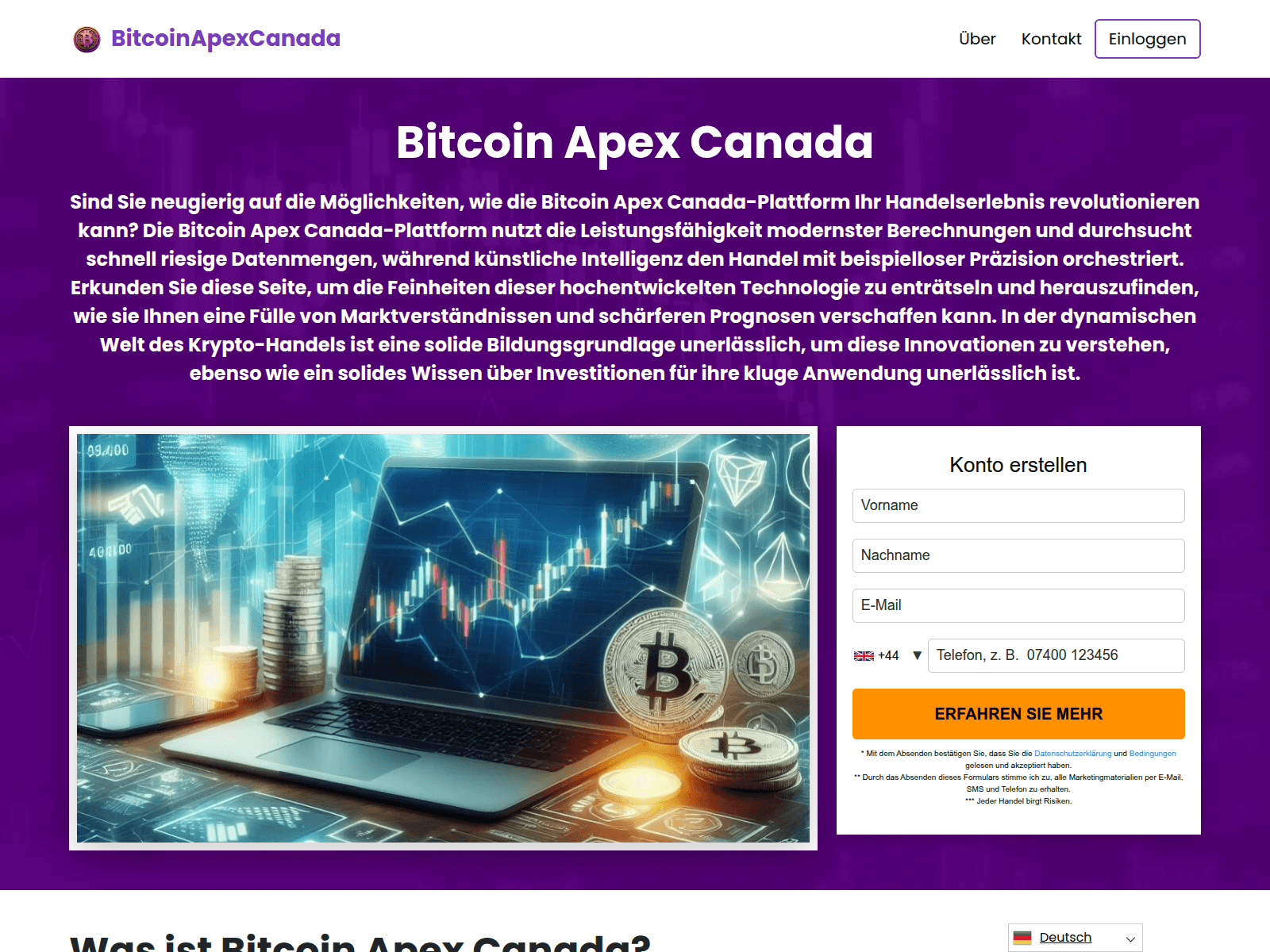 Screenshot of bitcoin-apex-canada.com