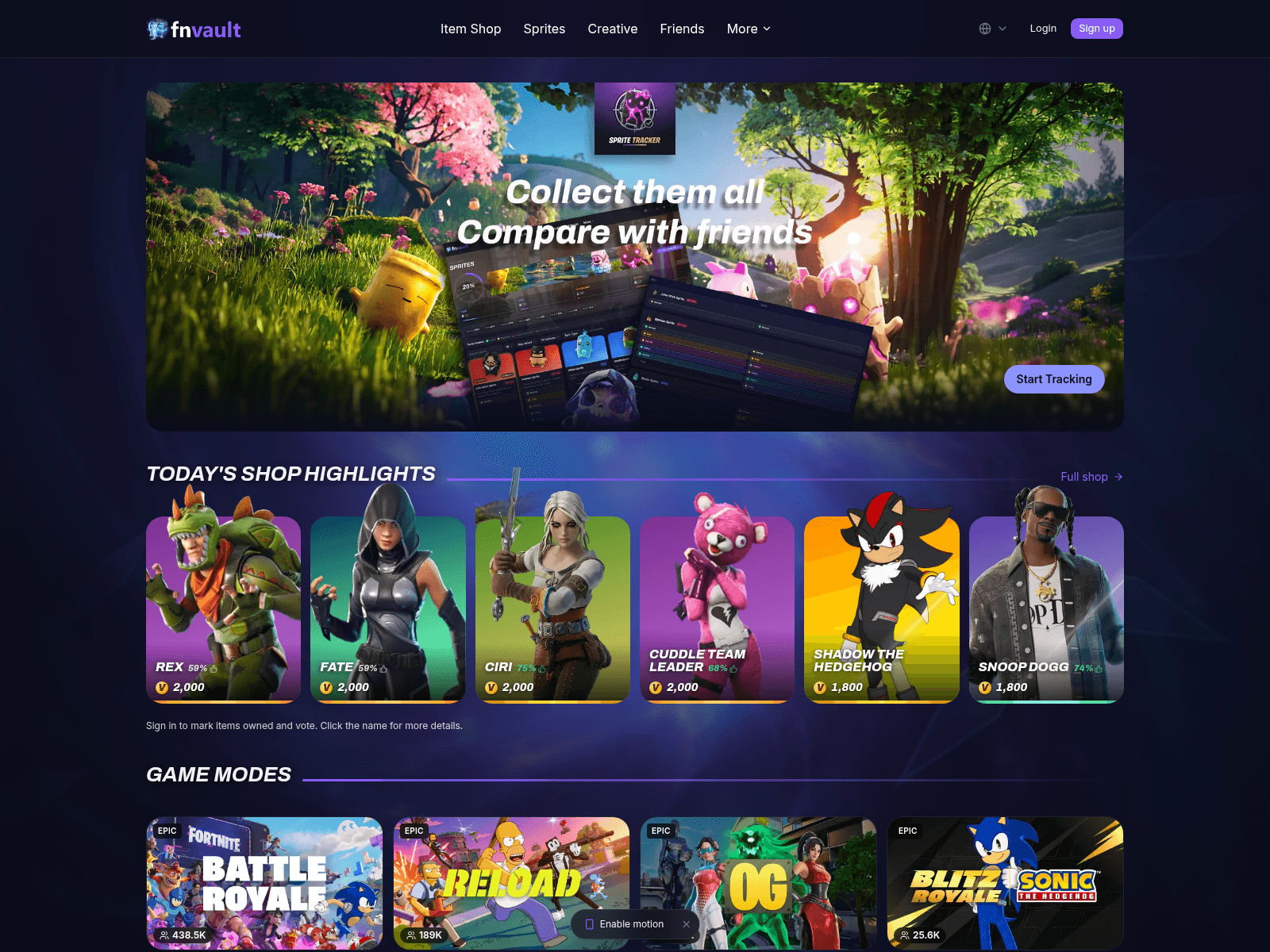 Screenshot of fnvault.app