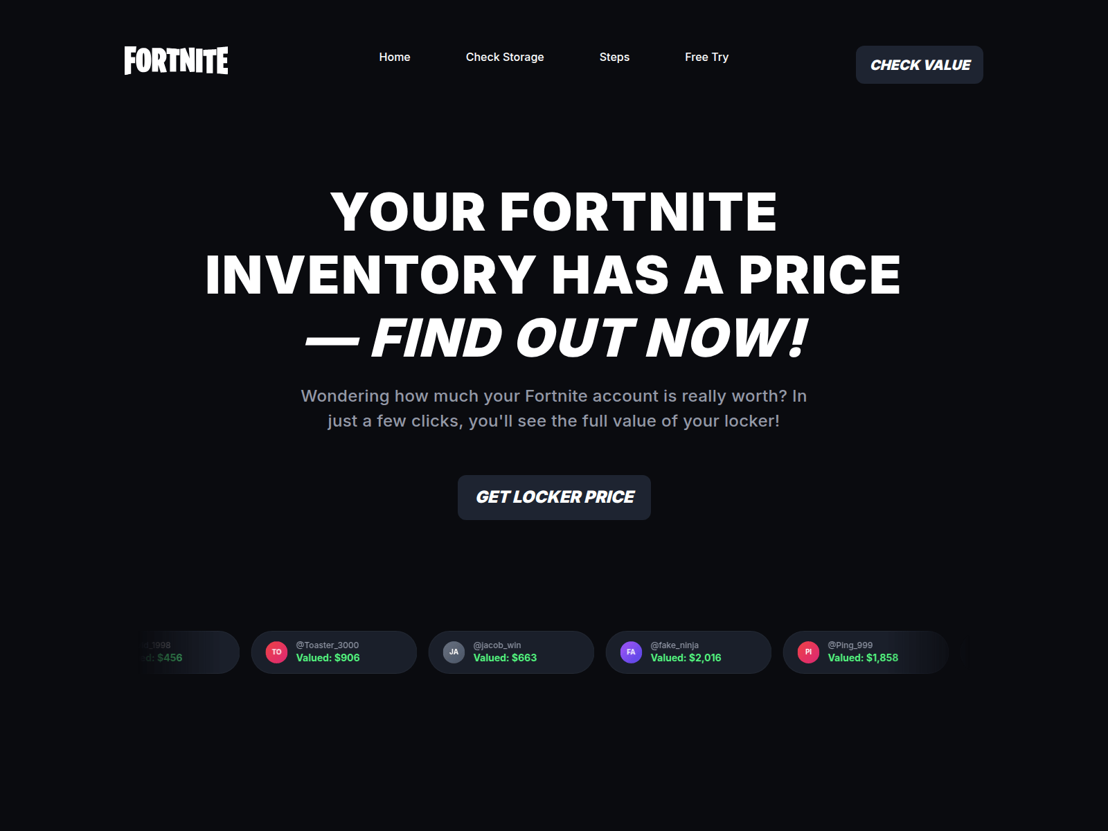 Screenshot of getskinvalue.top