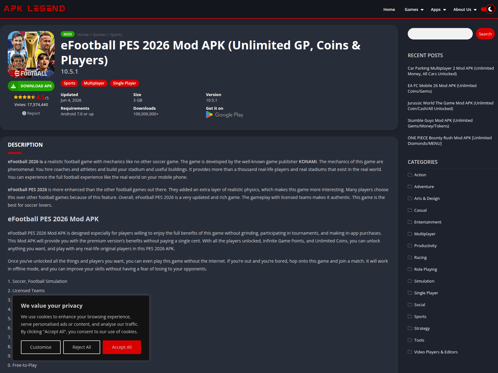Screenshot of apklegend.com
