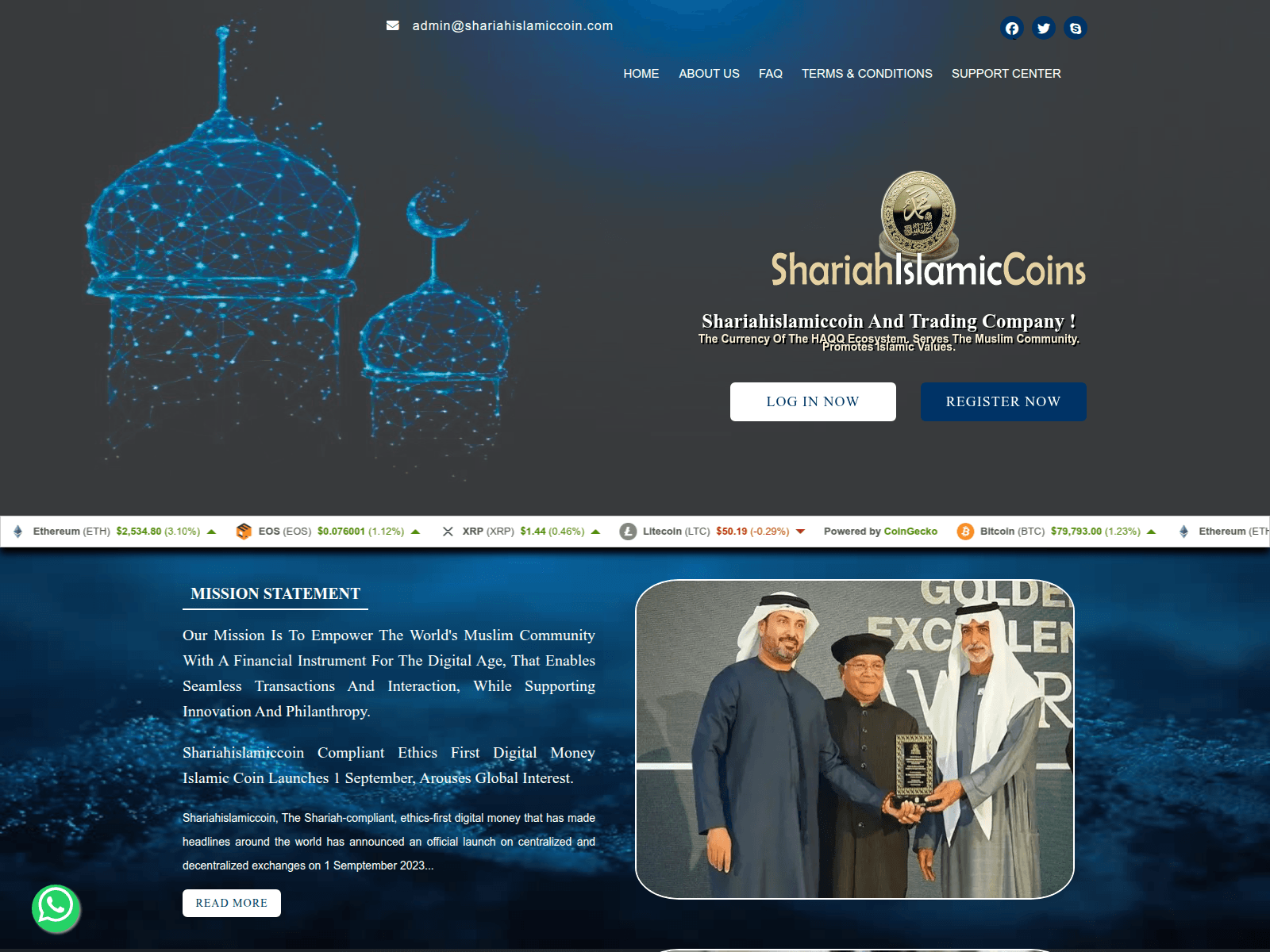Screenshot of shariahislamiccoin.top