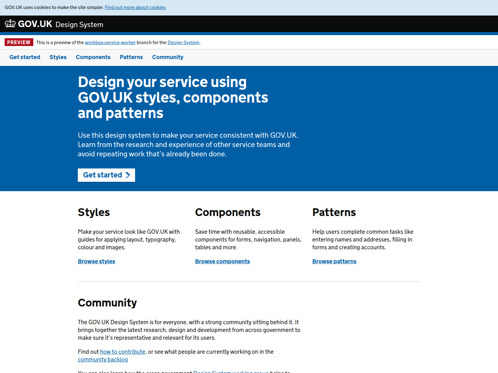 Screenshot of workbox-service-worker--govuk-design-system-preview.netlify.app
