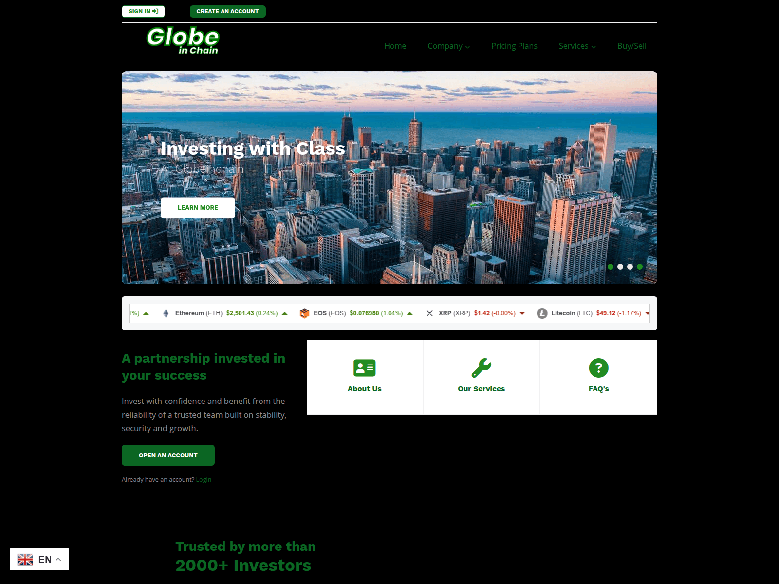 Screenshot of globeinchain.com