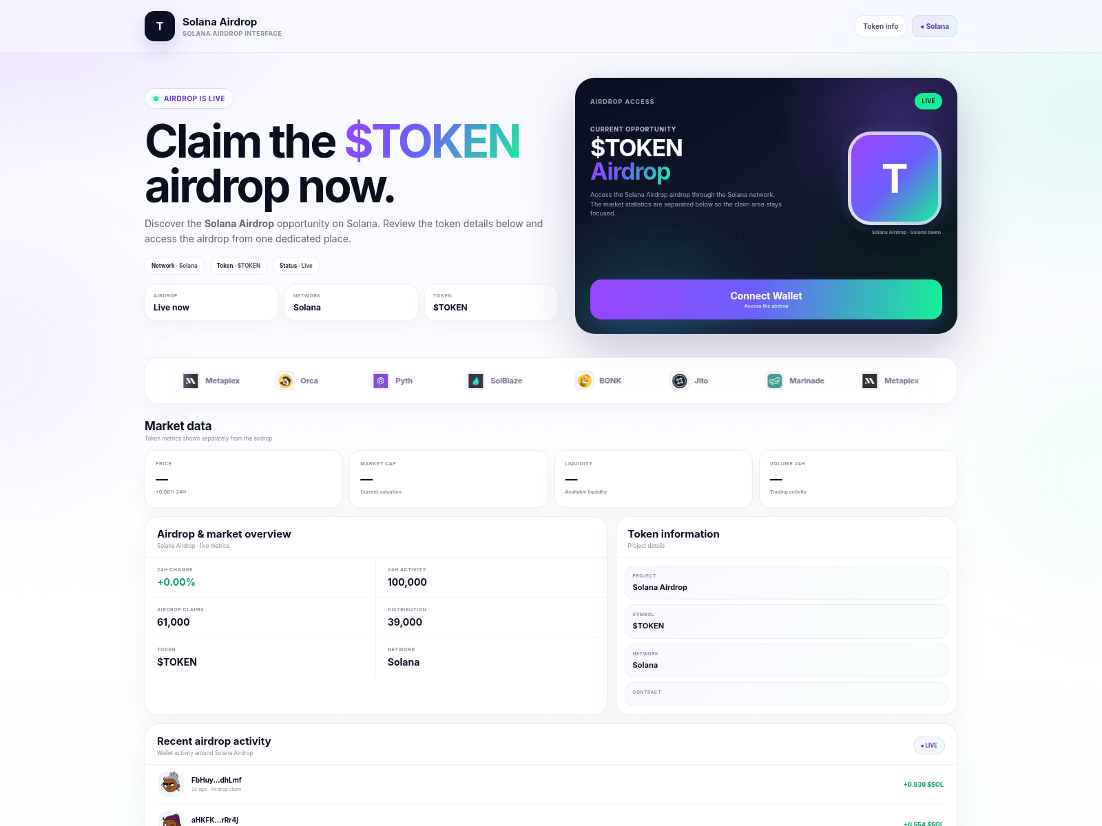 Screenshot of tokendrops.live