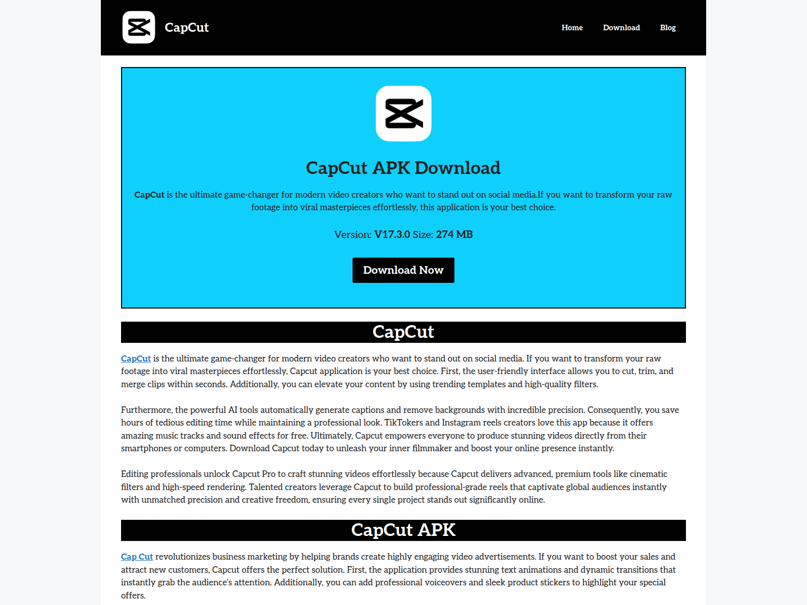 Screenshot of cap-cut.com