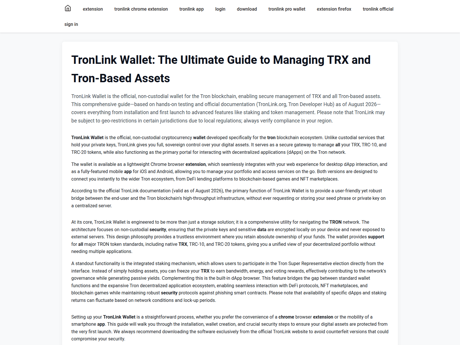 Screenshot of web-tronlink.at