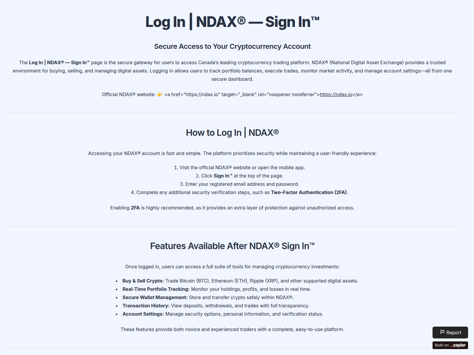 Screenshot of loogindaxx.zapier.app