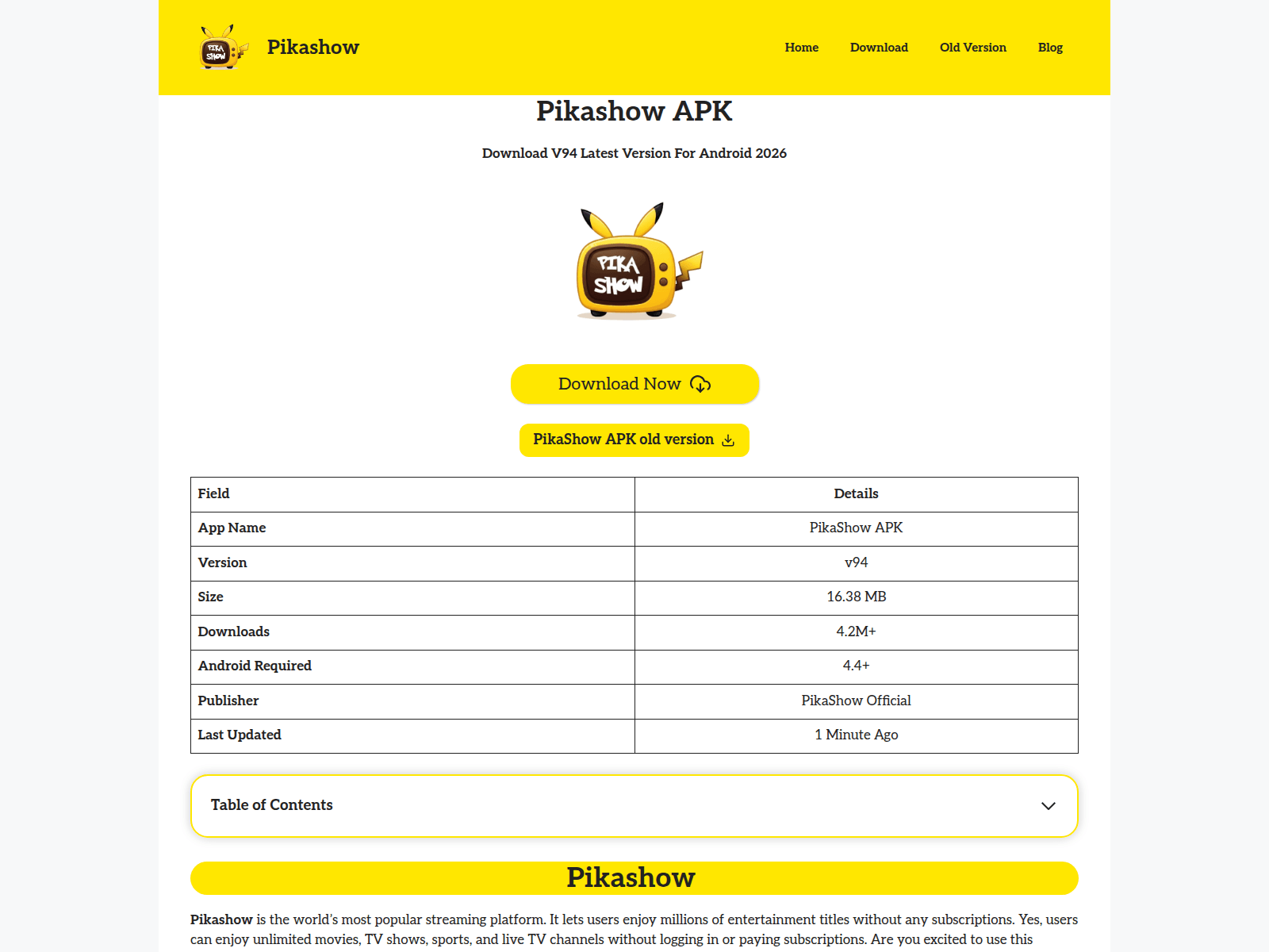 Screenshot of pikashowdl.in