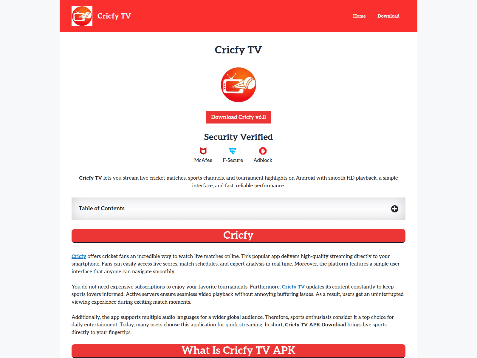 Screenshot of cricfy-pro.in