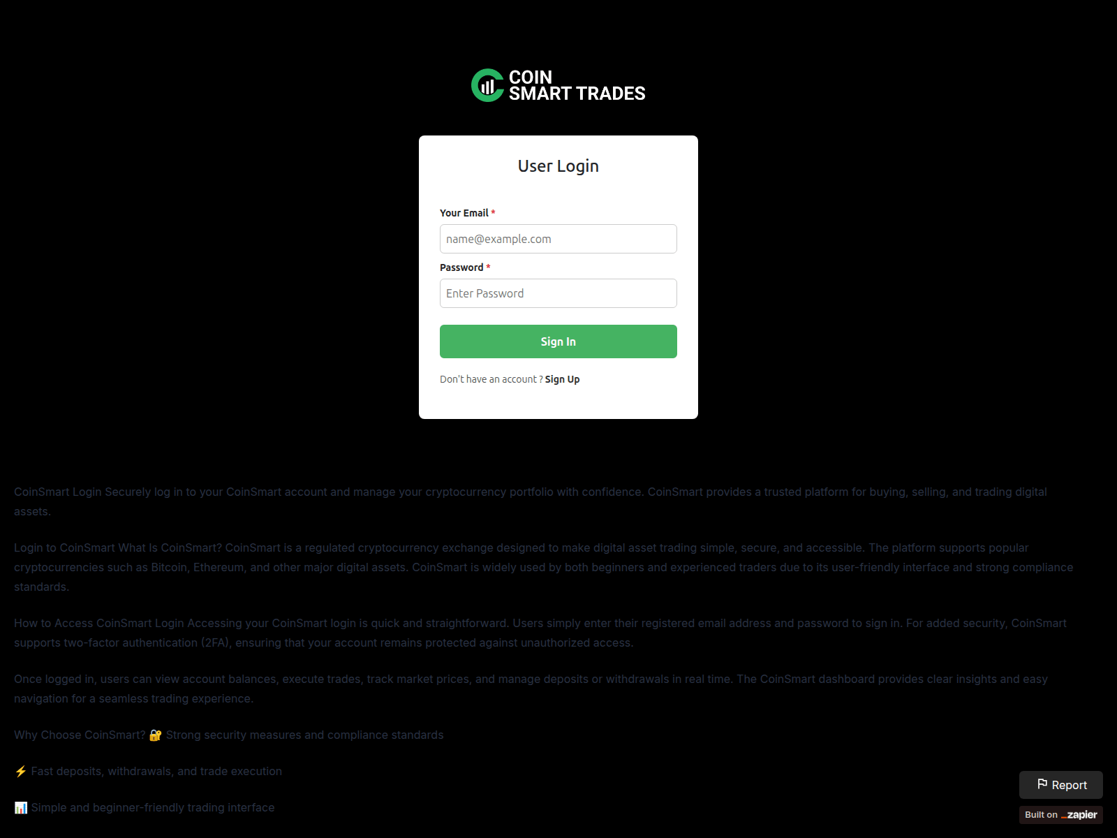 Screenshot of coinmart.zapier.app