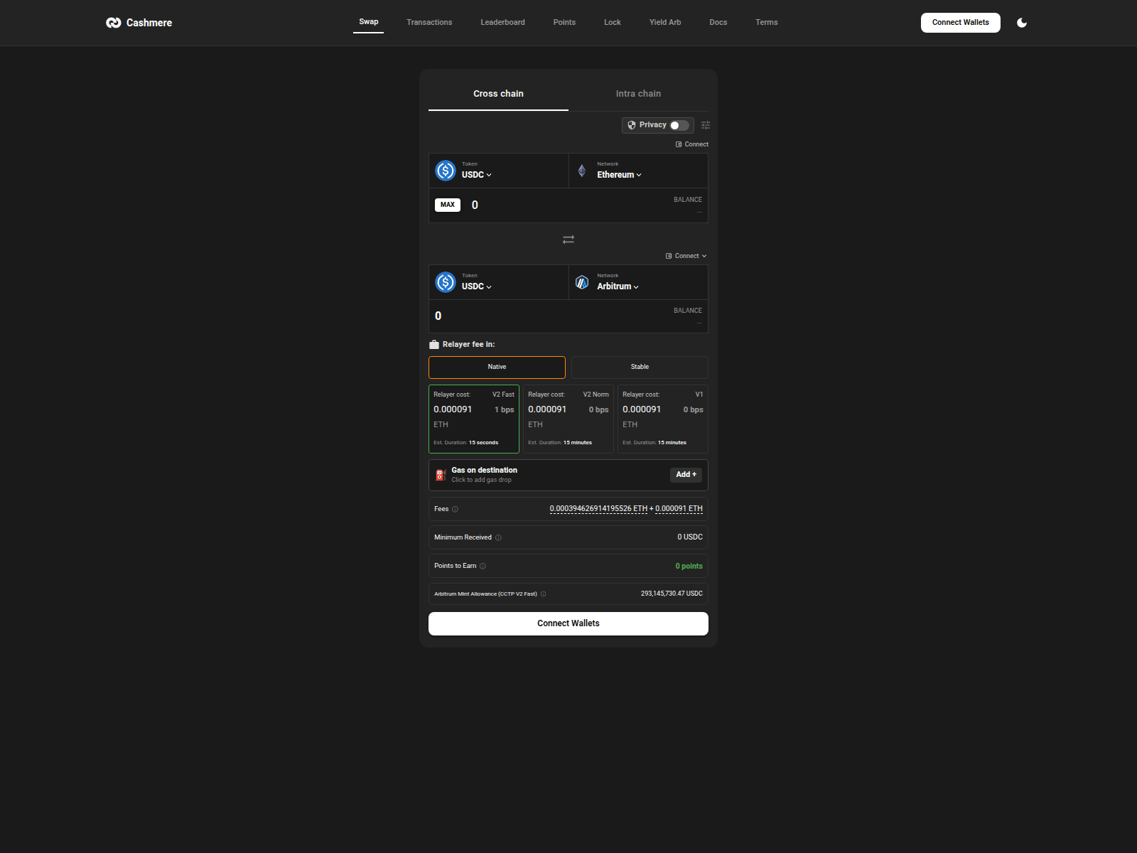 Screenshot of cashmerelabs.exchange