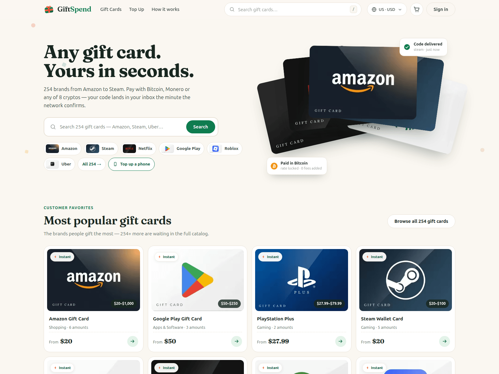 Screenshot of giftspend.com