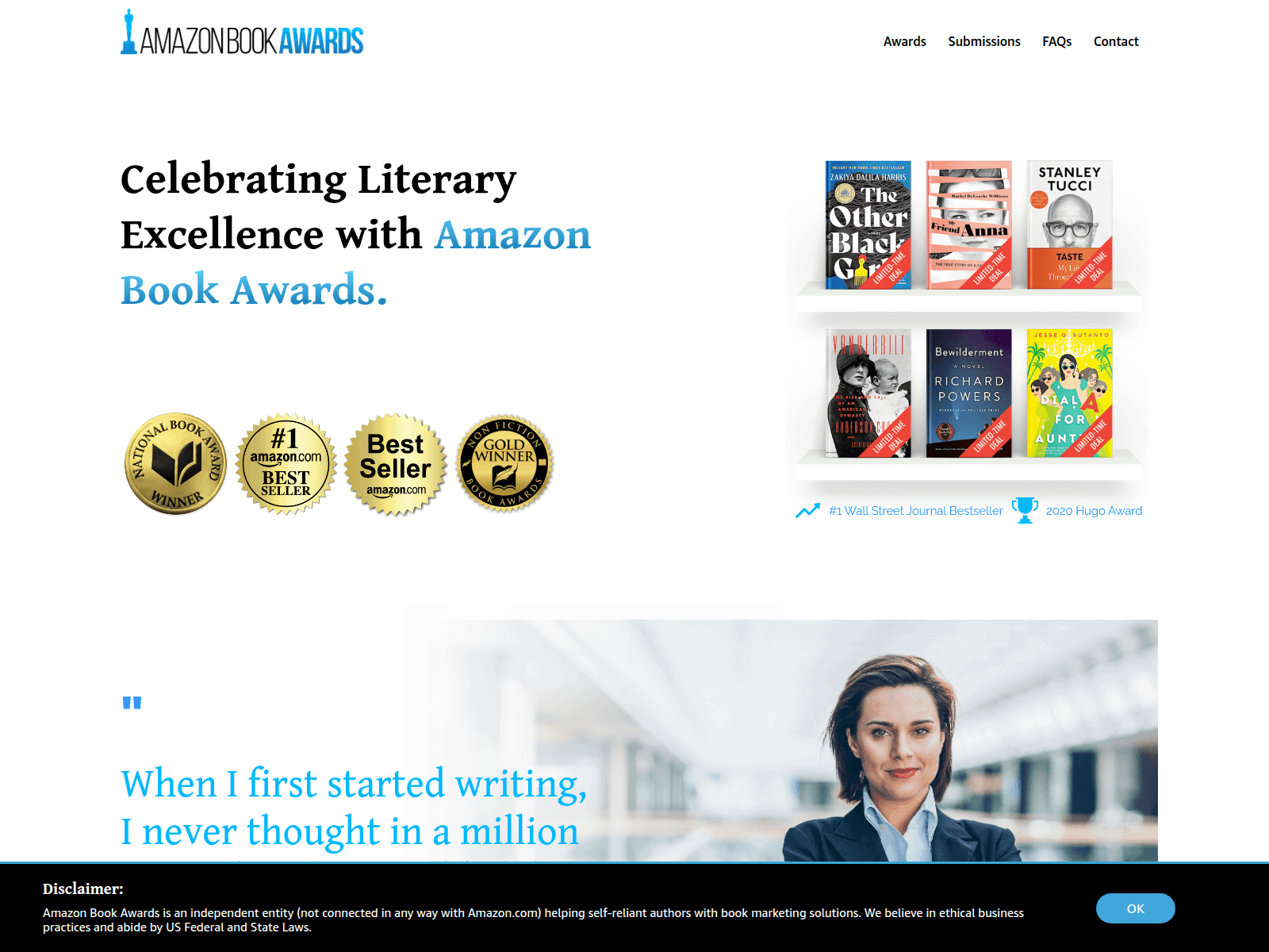 Screenshot of amazonbookawards.com