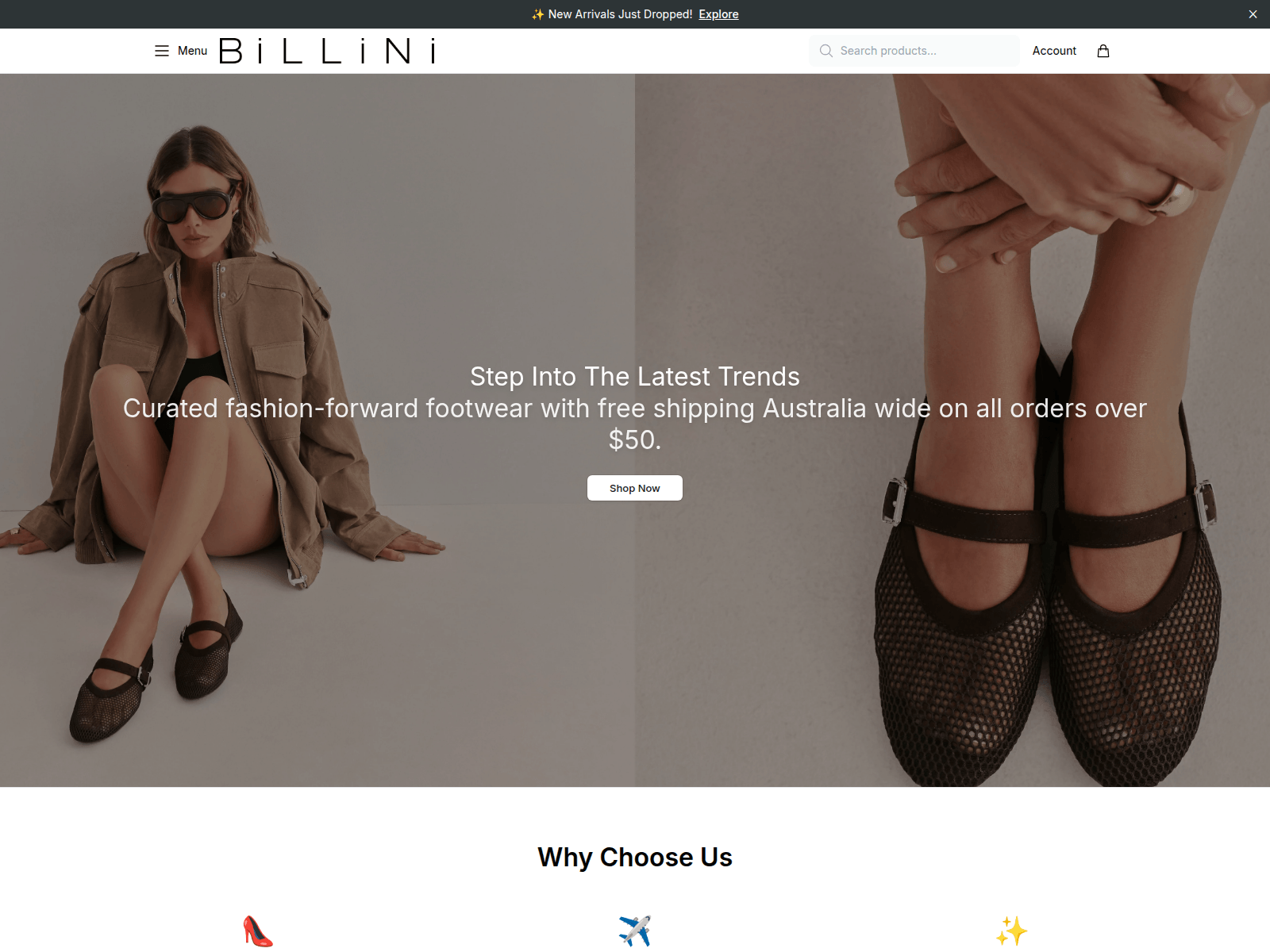 Screenshot of billiniofficial.shop