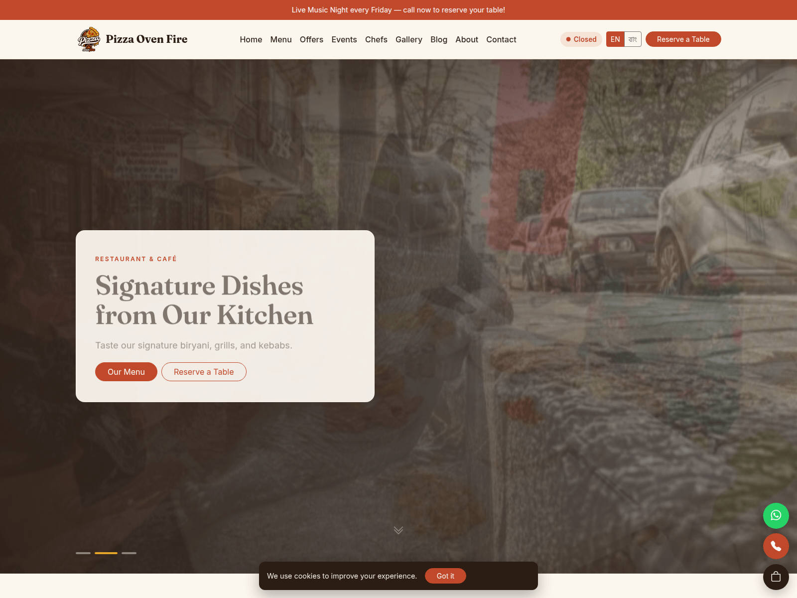 Screenshot of pizzaovenfire.com