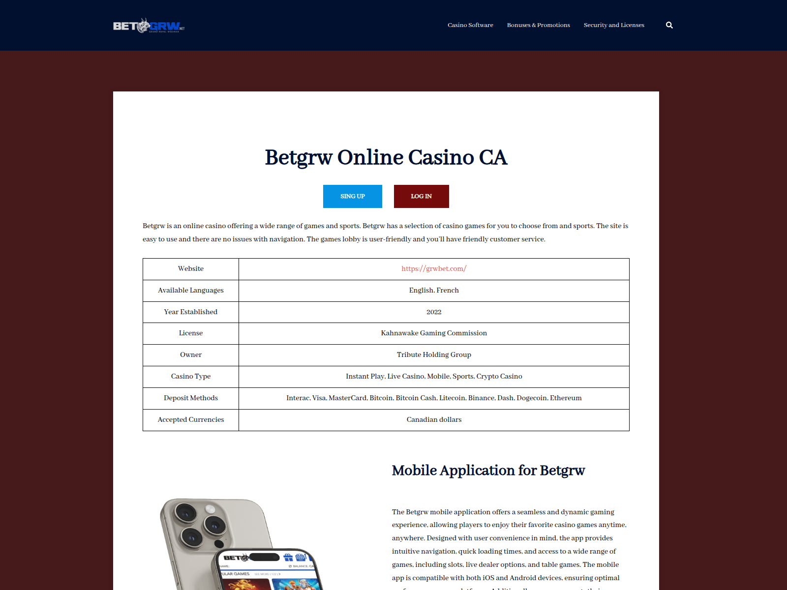 Screenshot of grwbet.com