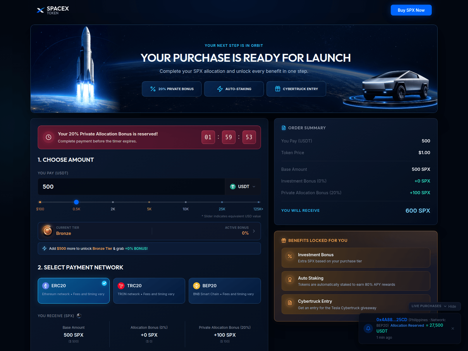 Screenshot of spxpresale.com