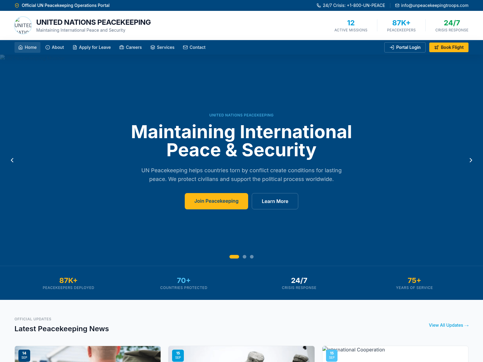 Ảnh chụp màn hình của unpeacekeepingtroops.com