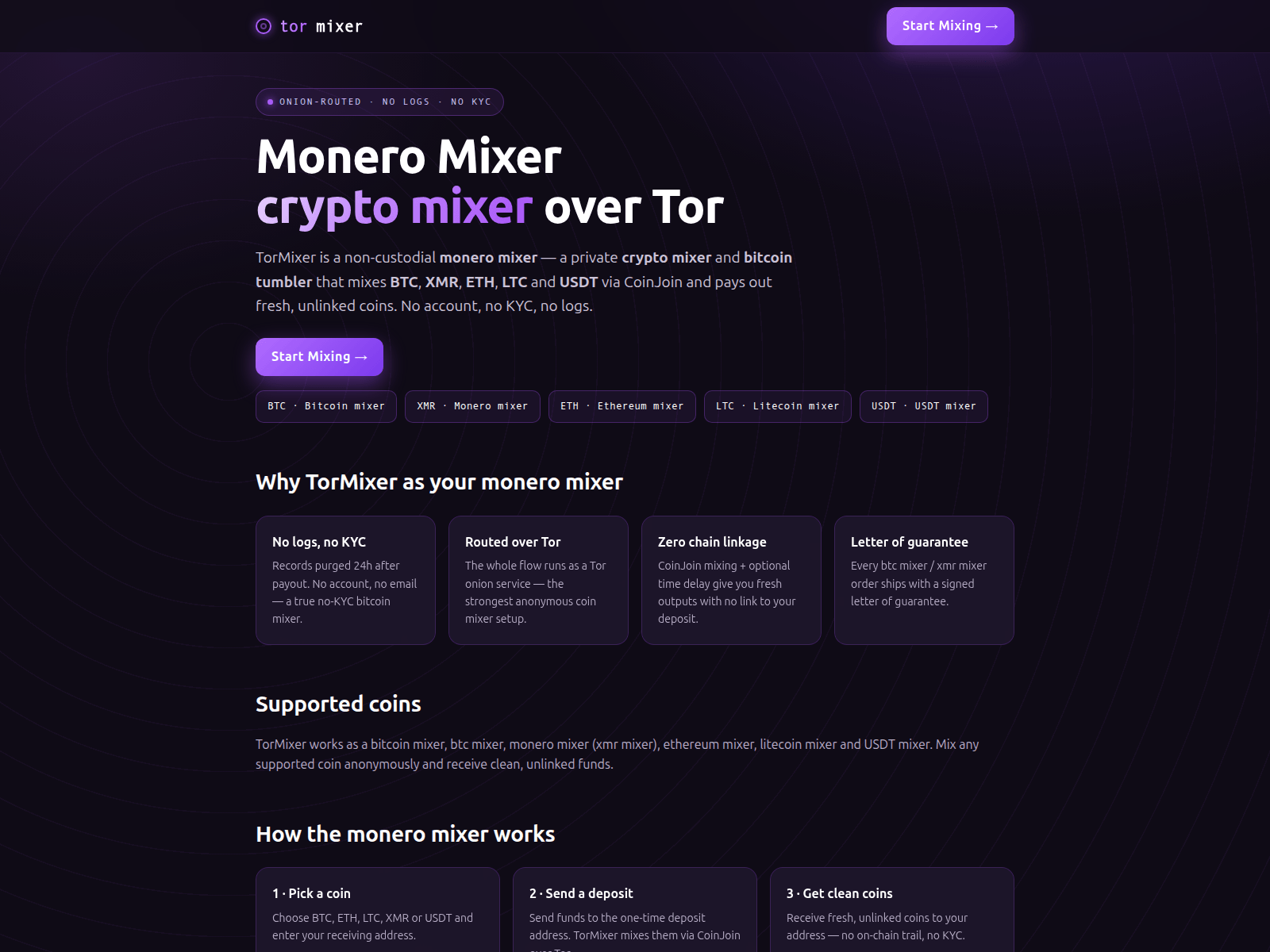 Screenshot of monero-mixer.vip